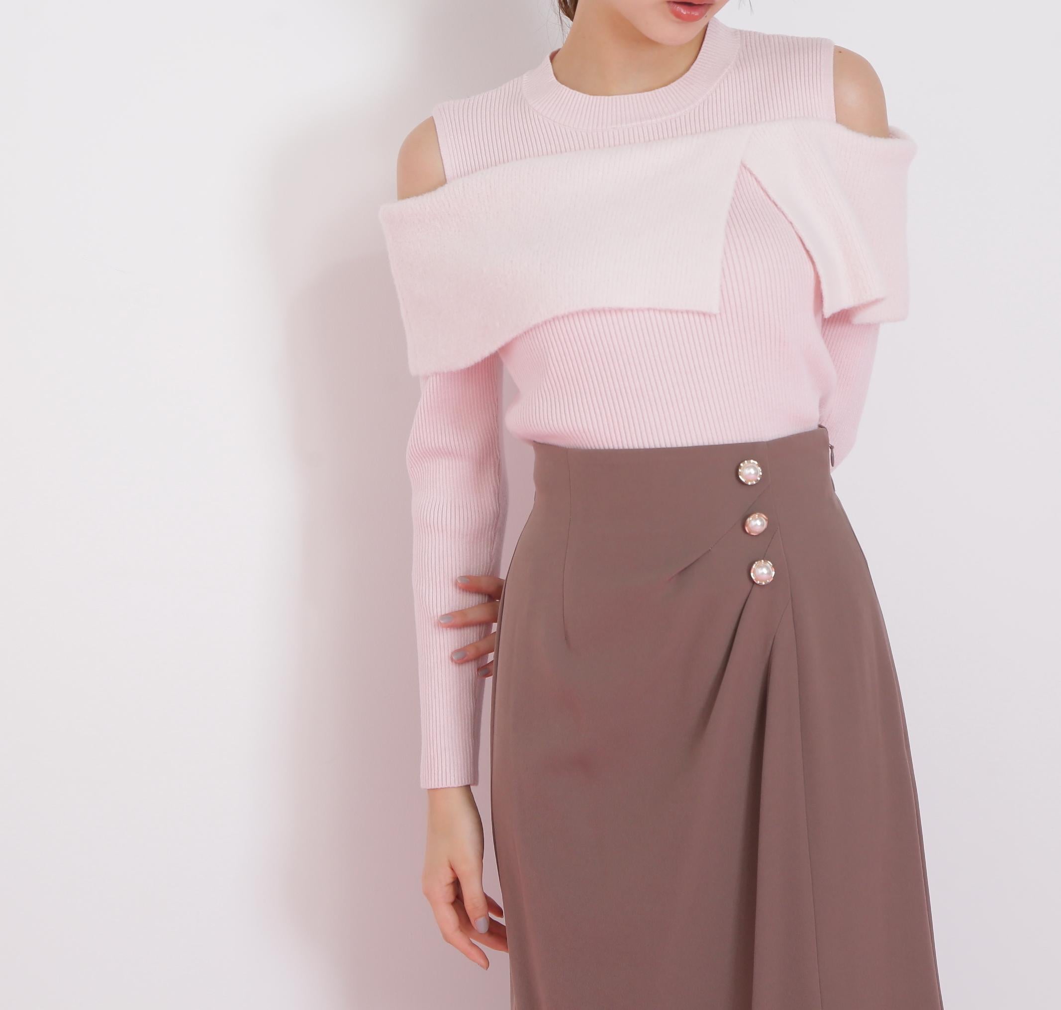 ミニフェザーケープニット ピンク