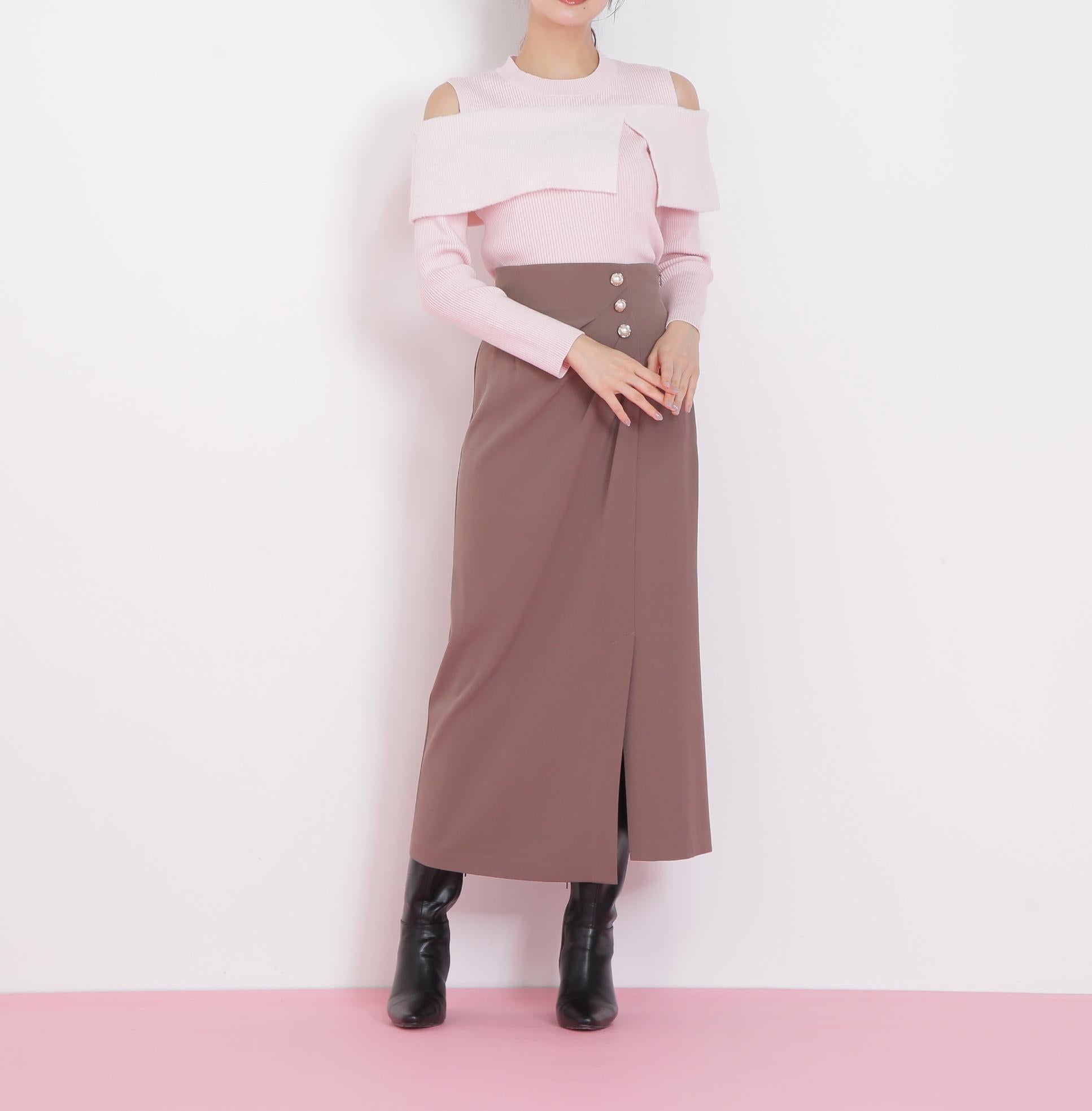 ミニフェザーケープニット ピンク