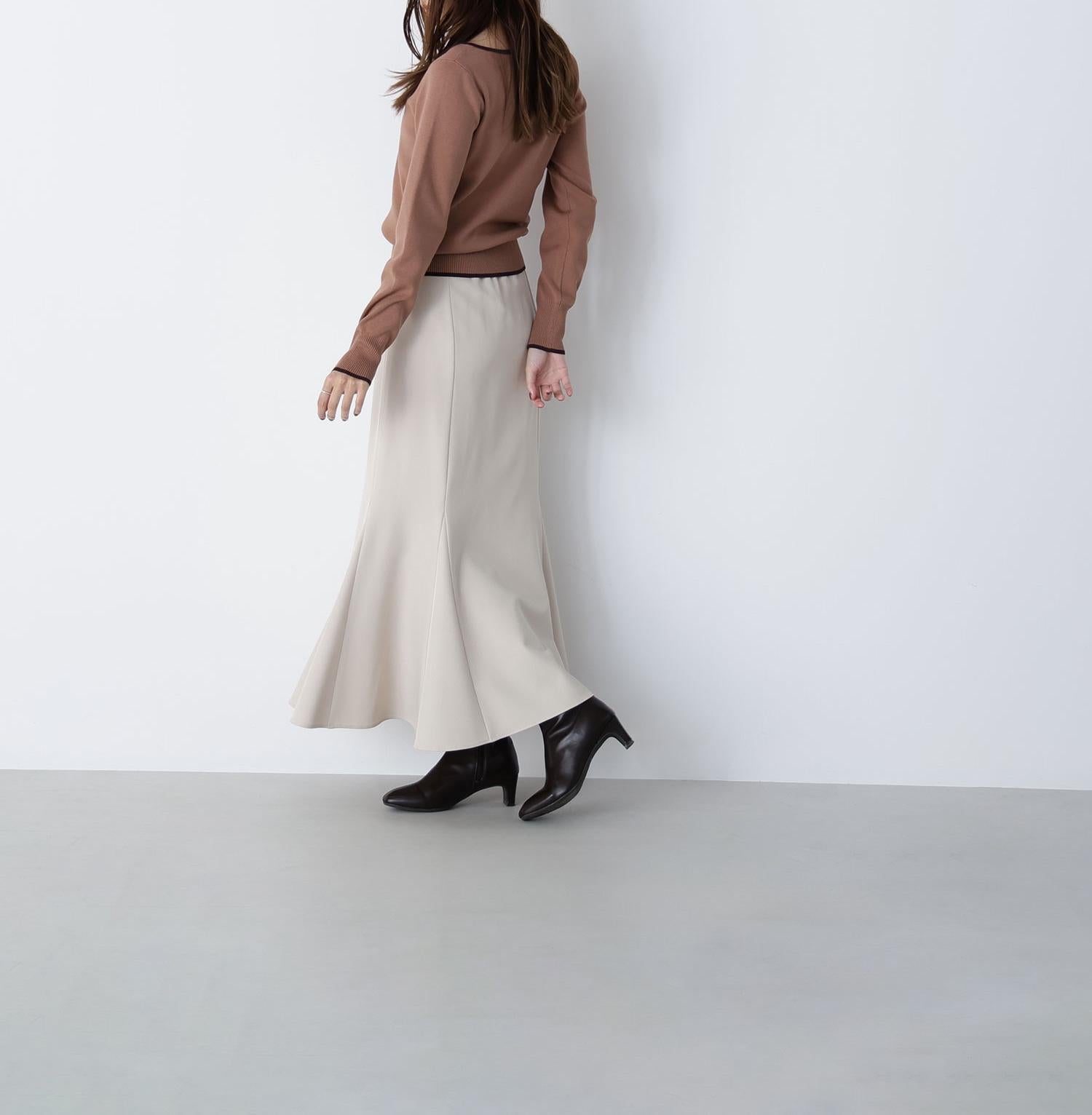 メタルポイントバイカラーニット ベージュ×ブラウン2