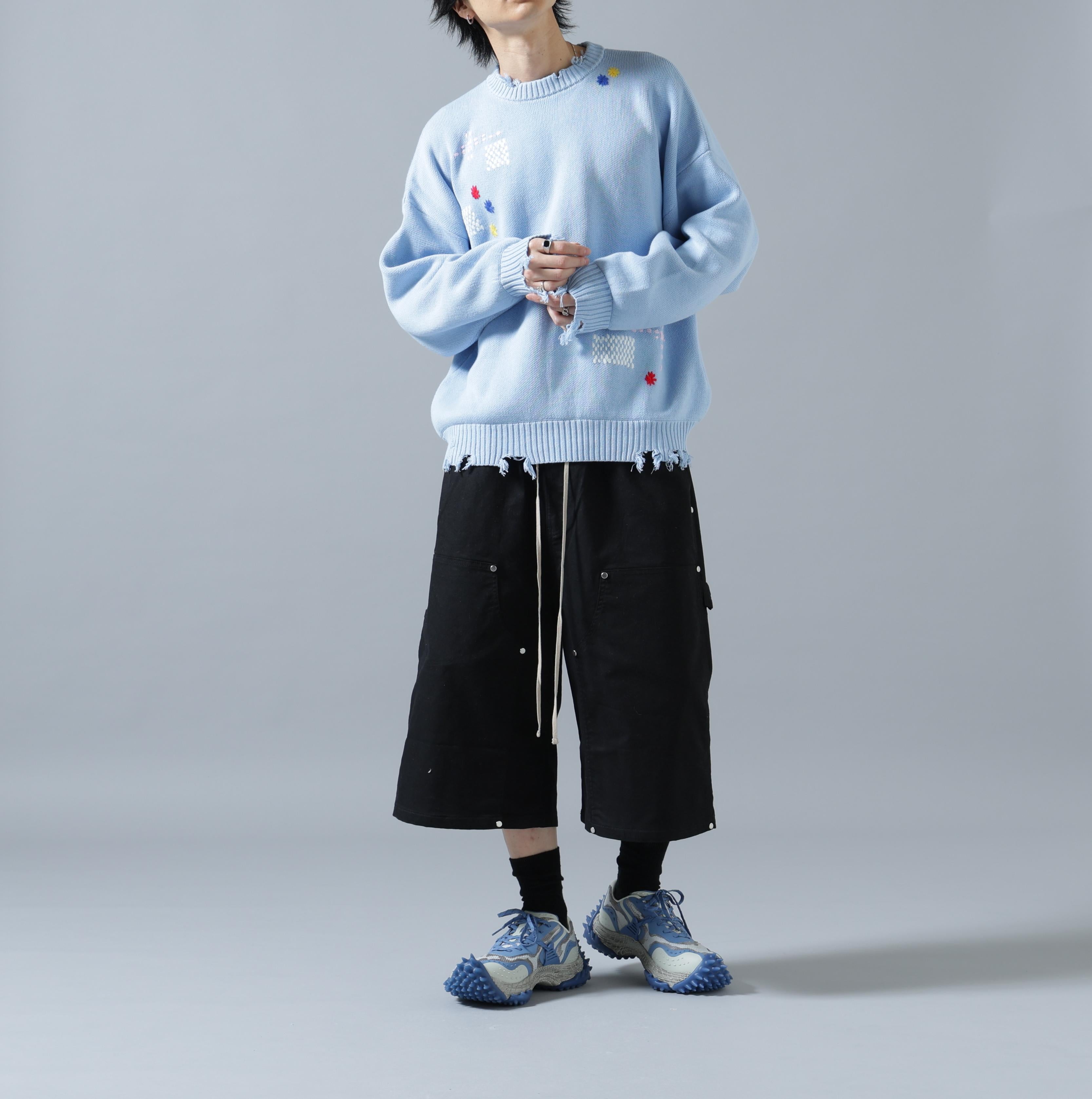 DankeSchon/ダンケシェーン/HAND STITCH KNIT CREWNECK サックス1