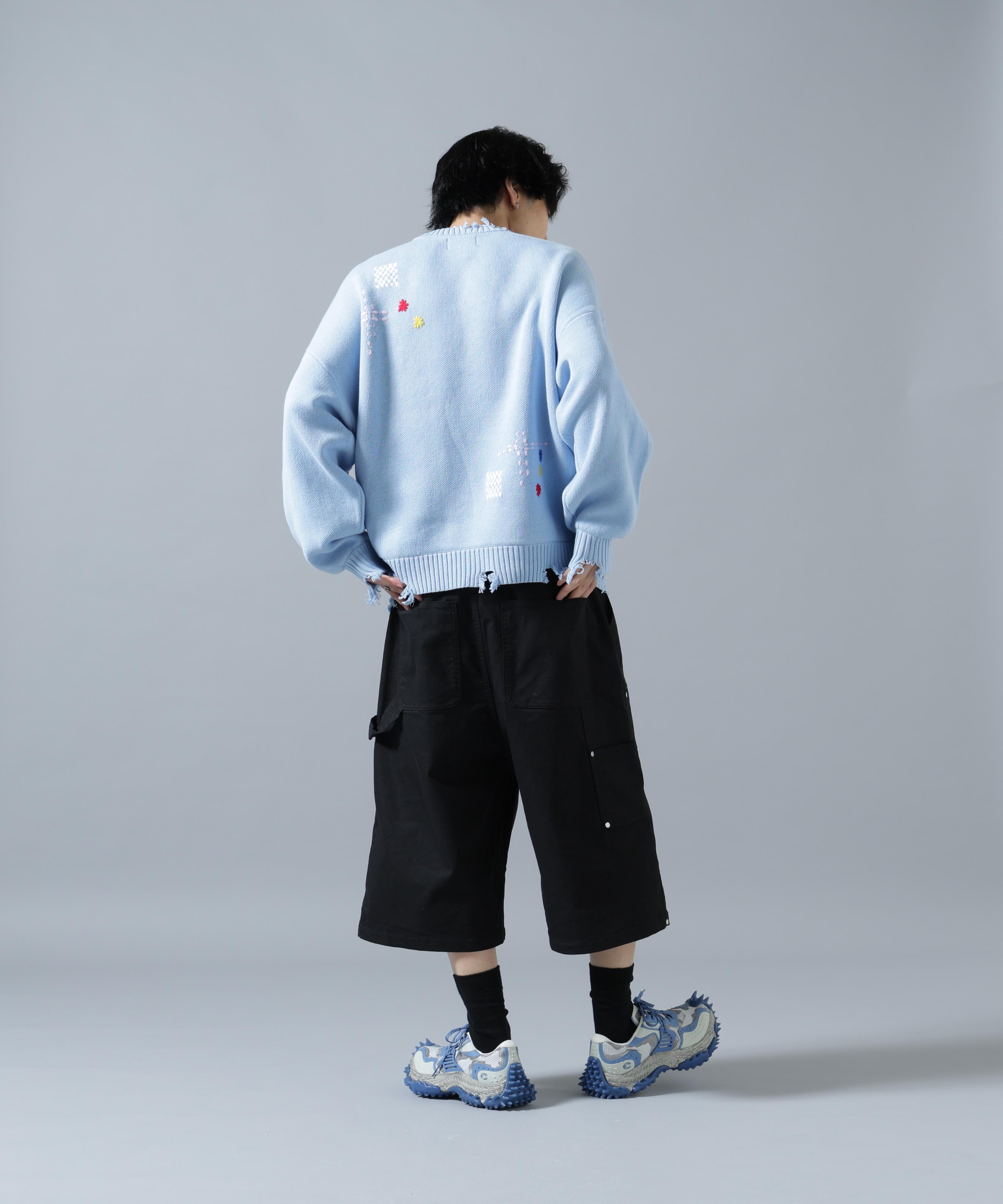 DankeSchon/ダンケシェーン/HAND STITCH KNIT CREWNECK サックス1