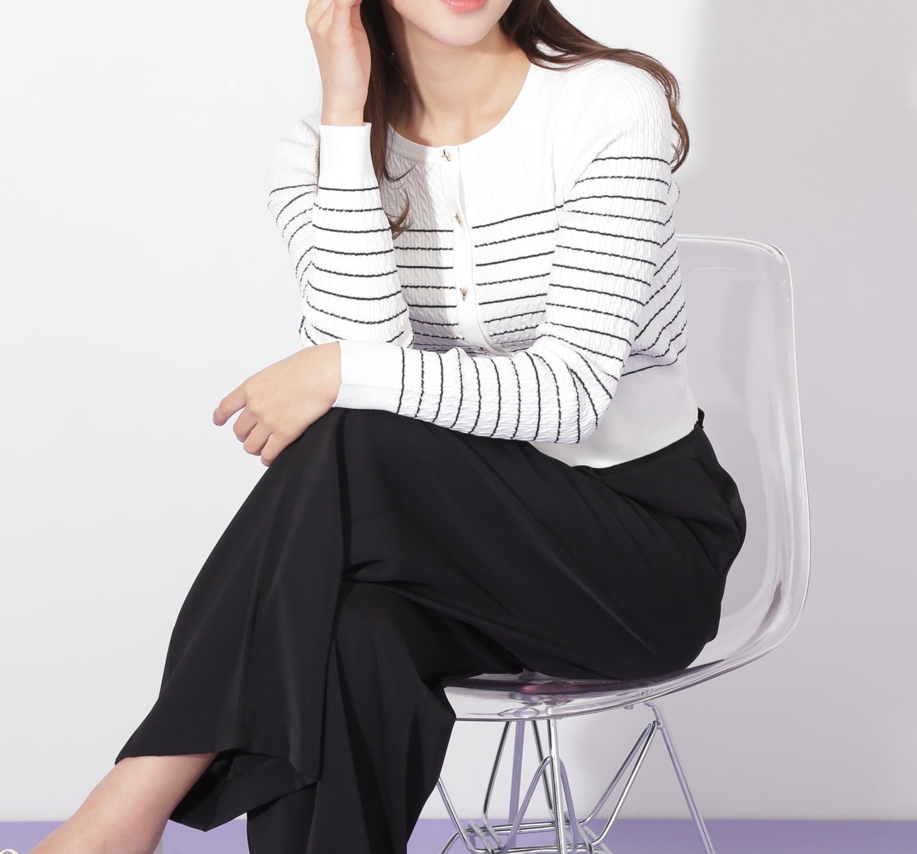 ＵＶミニケーブルカーディガン ボーダー2