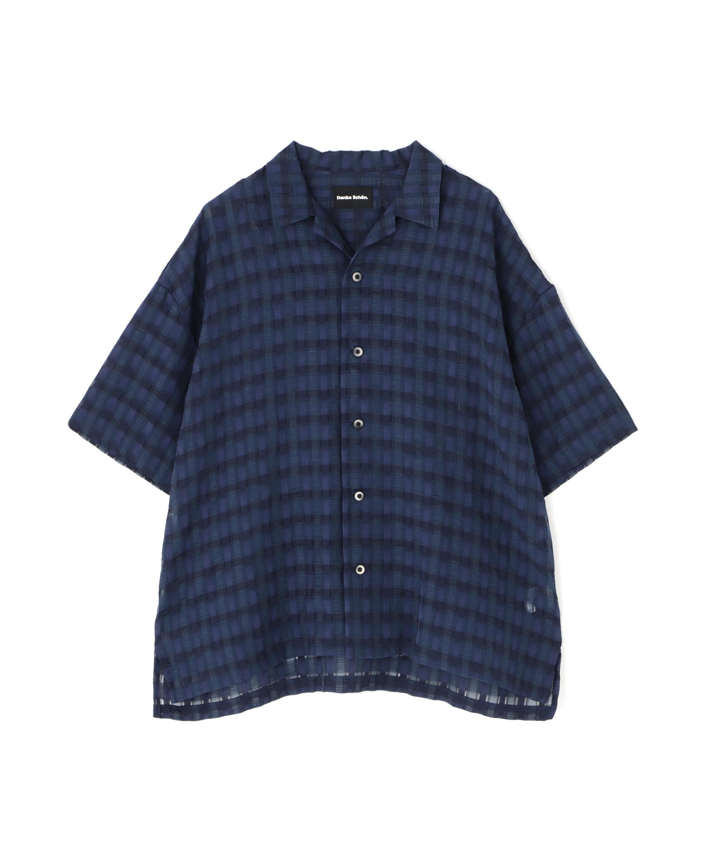 DankeSchon/ダンケシェーン/SHEE> CHECK JACQUA>ED S/S SHI>TS ネイビー