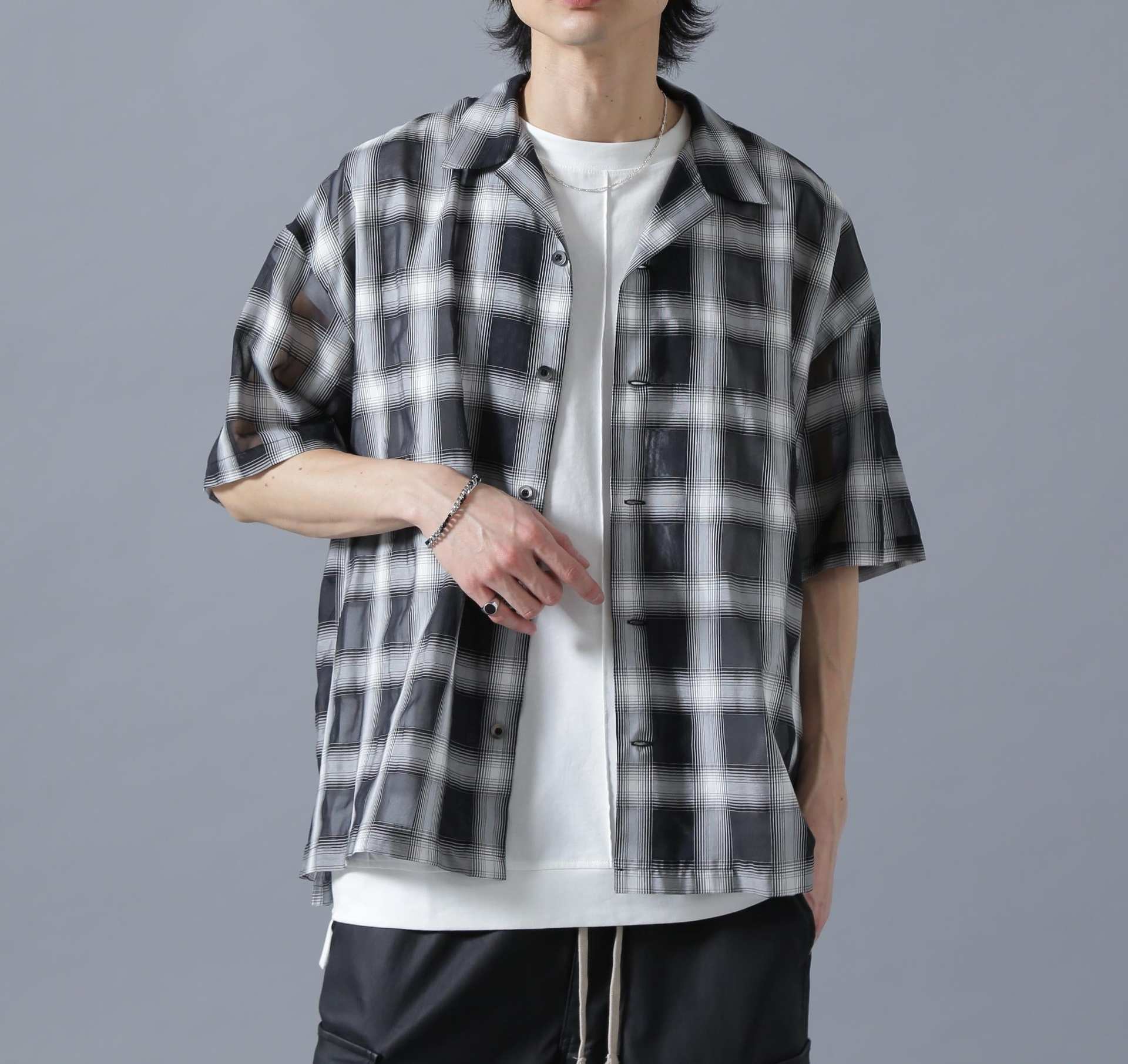 DankeSchon/ダンケシェーン/SIZZLE CHECK S/S SHIRTS ブラック