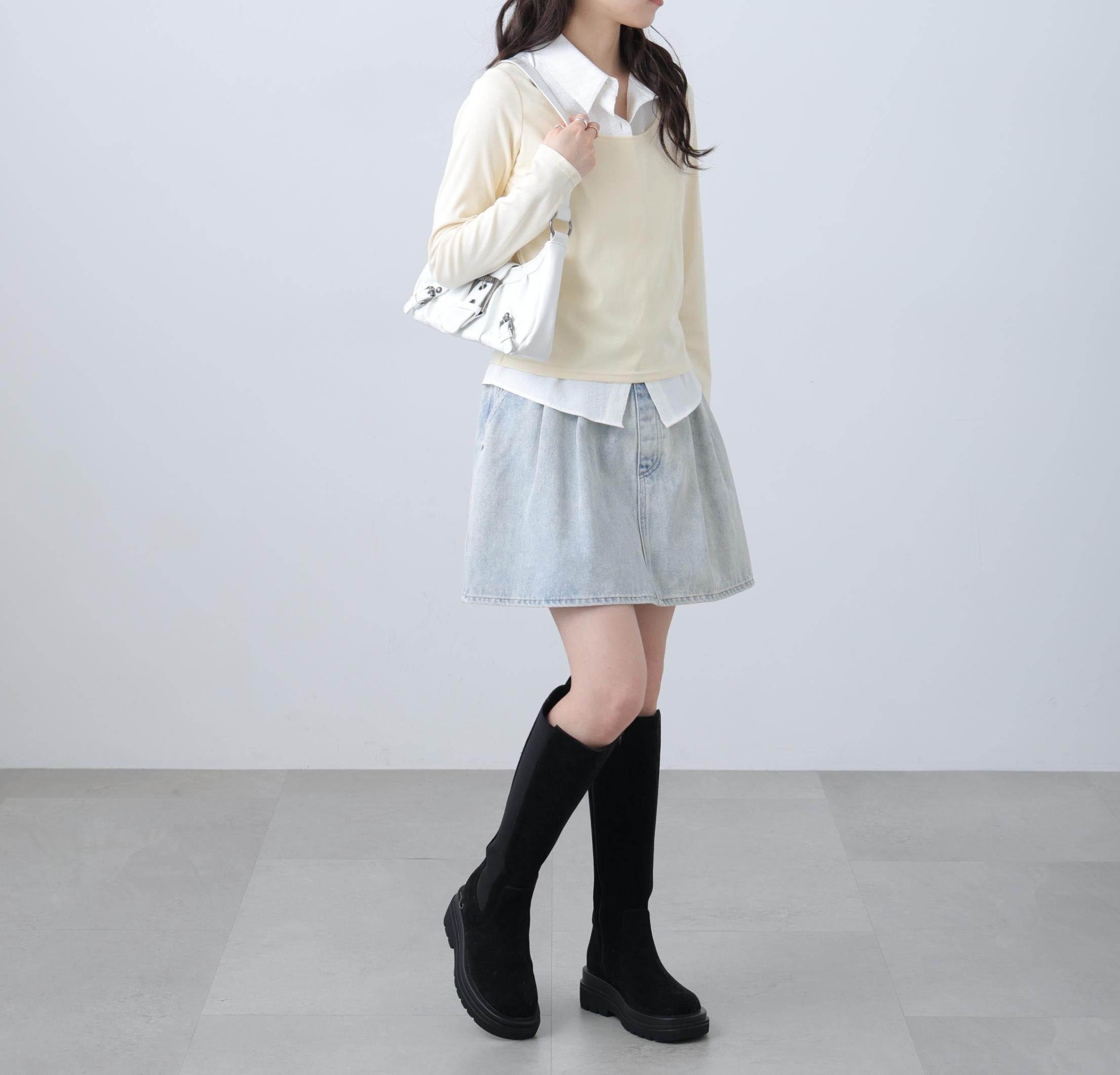 ヨークフレアデニムミニスカート ブルーケミカル3
