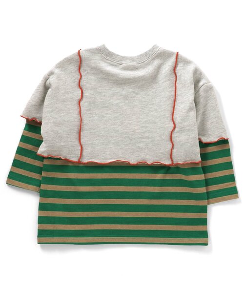 【2Pセット】レイヤードミニ丈Tシャツ グリーン 80cm