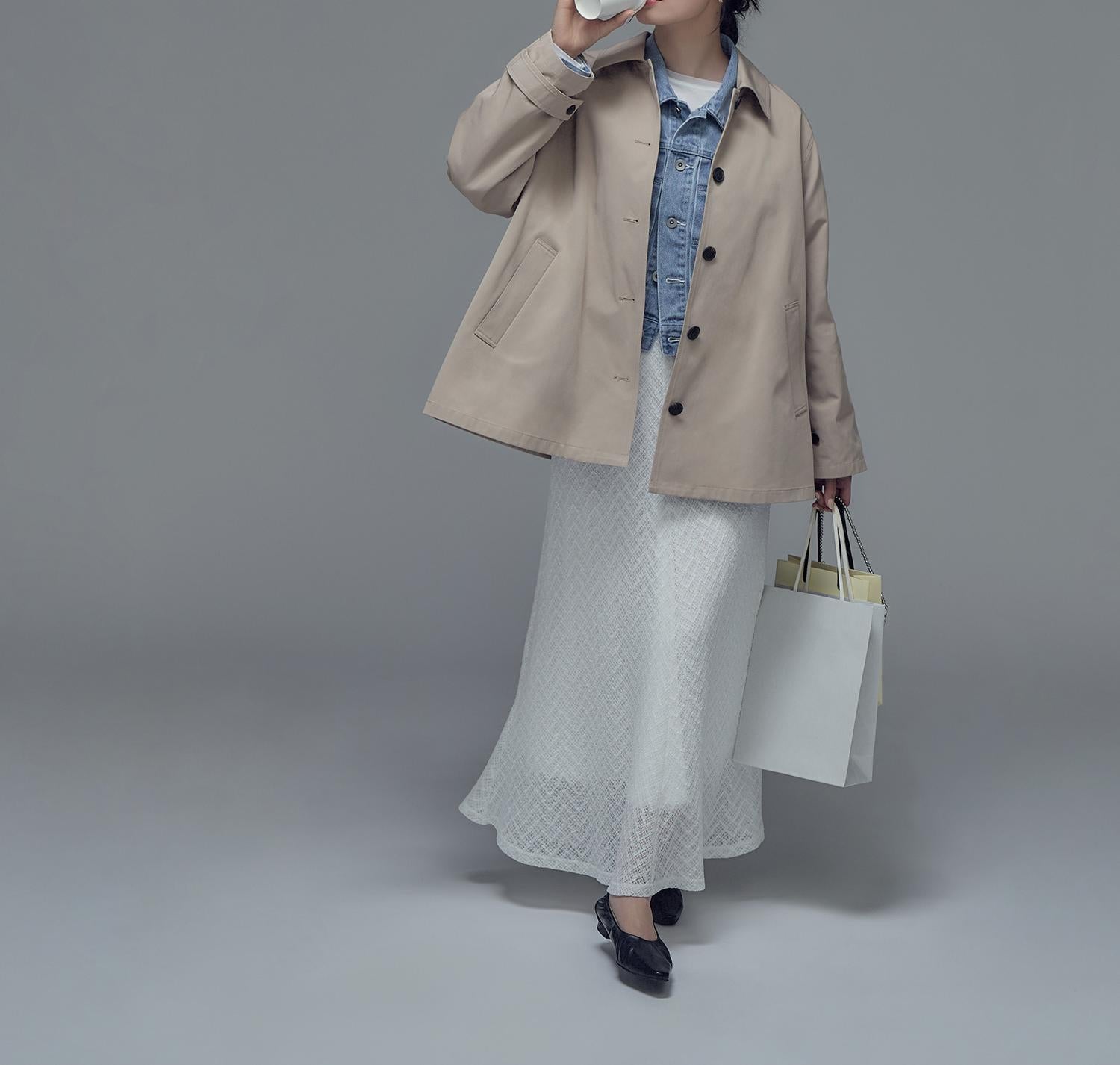 ステンカラーハーフコート ベージュ4