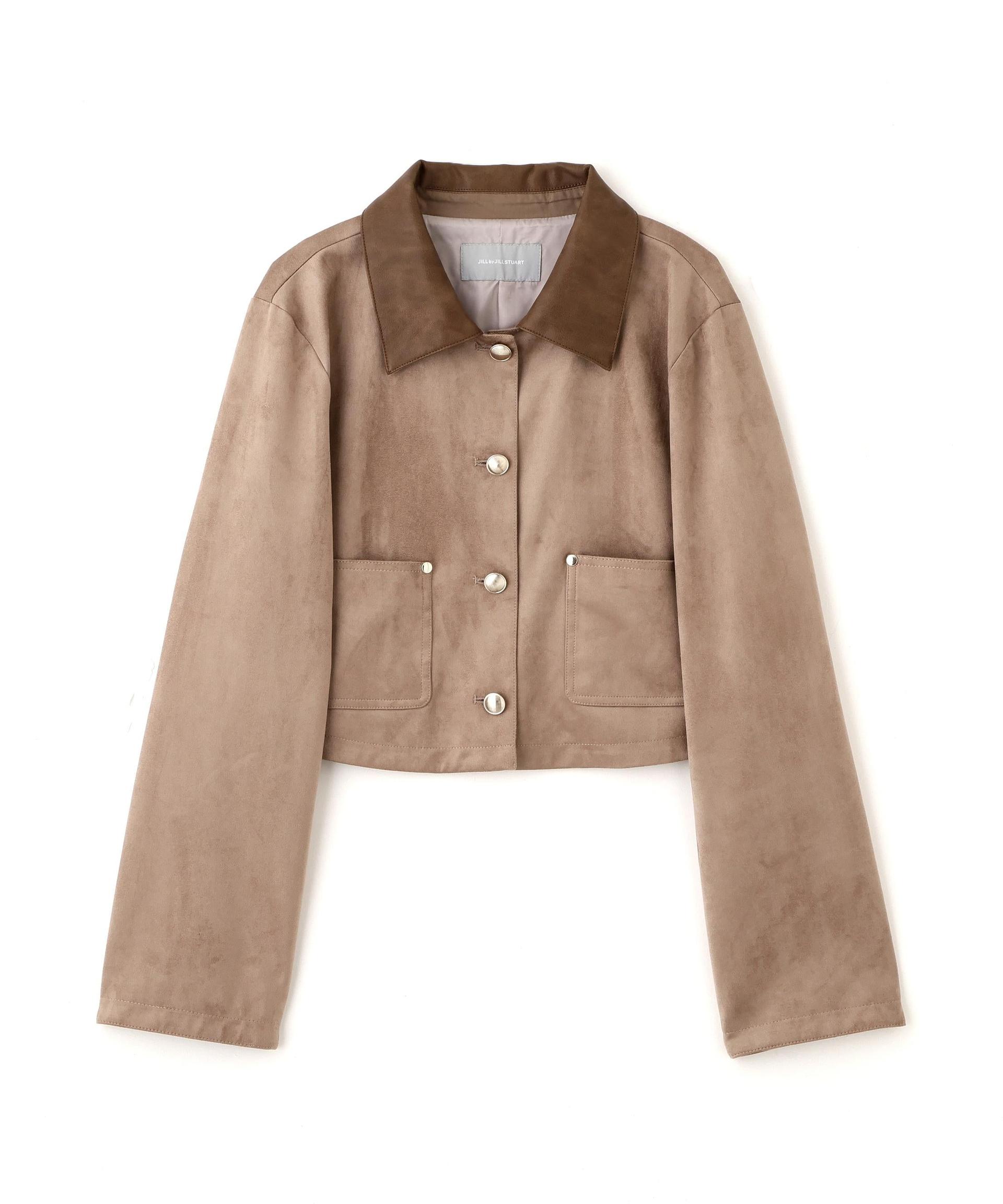 フェイクスエード短丈ブルゾン モカベージュ