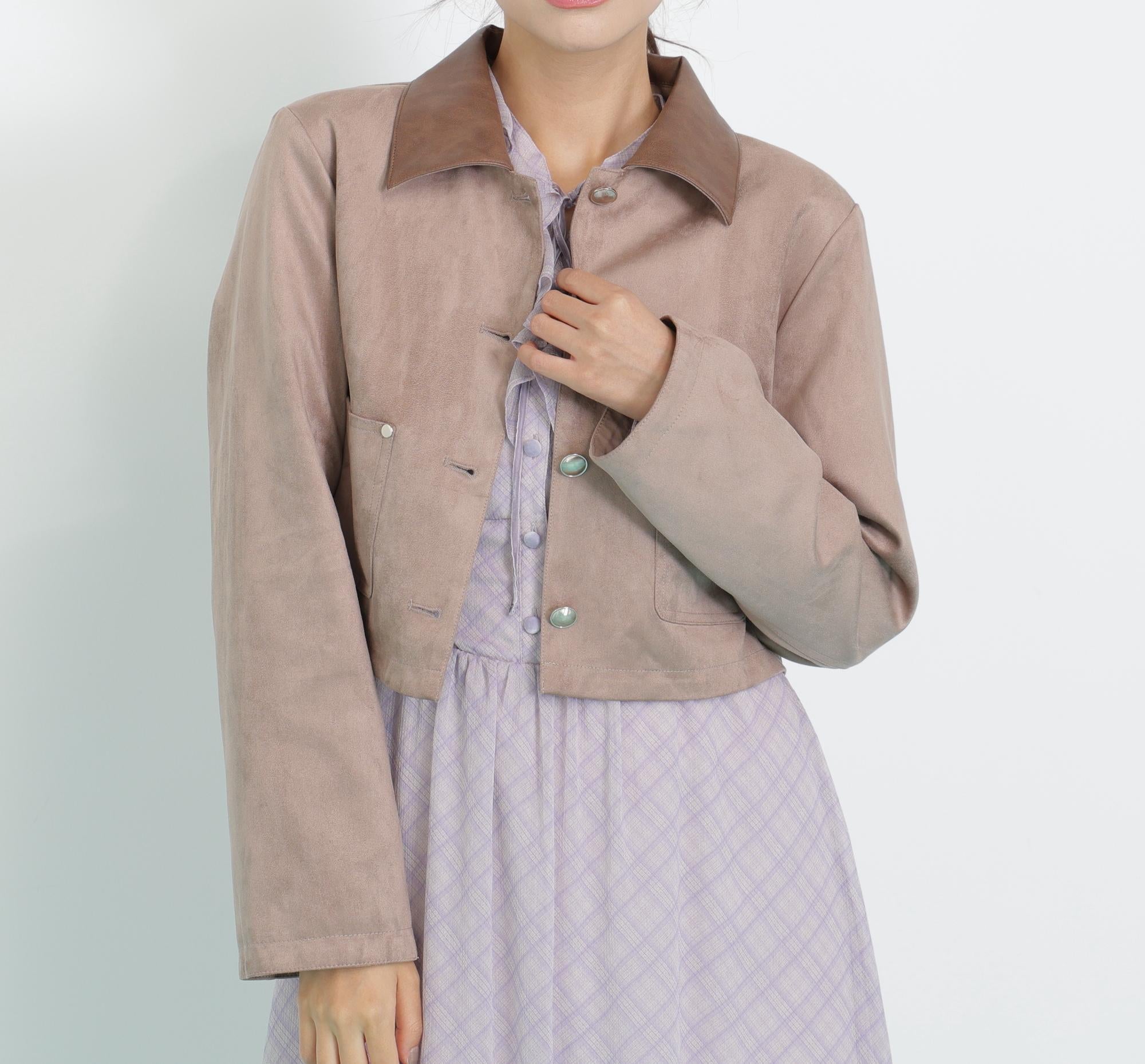 フェイクスエード短丈ブルゾン モカベージュ