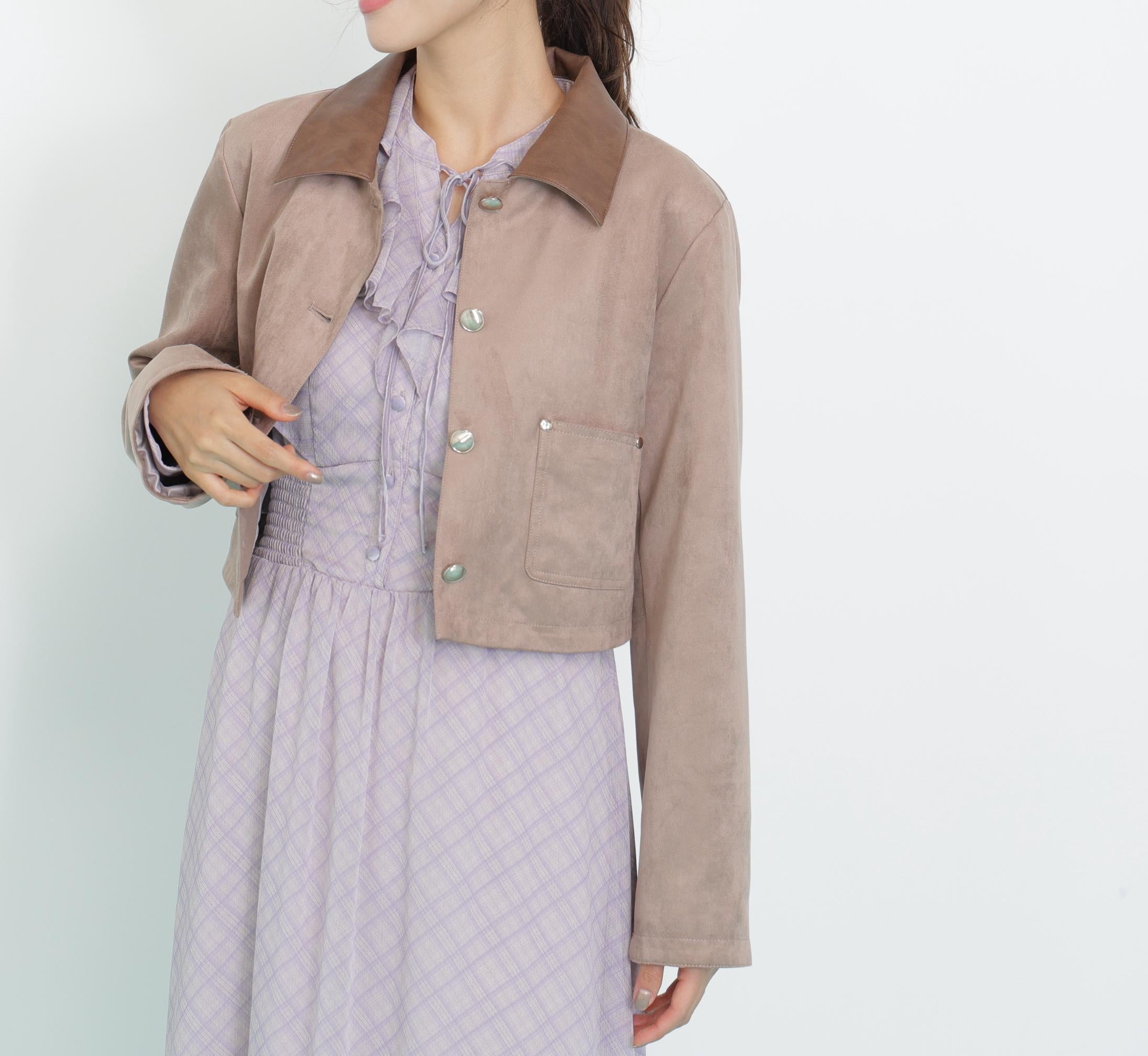 フェイクスエード短丈ブルゾン モカベージュ