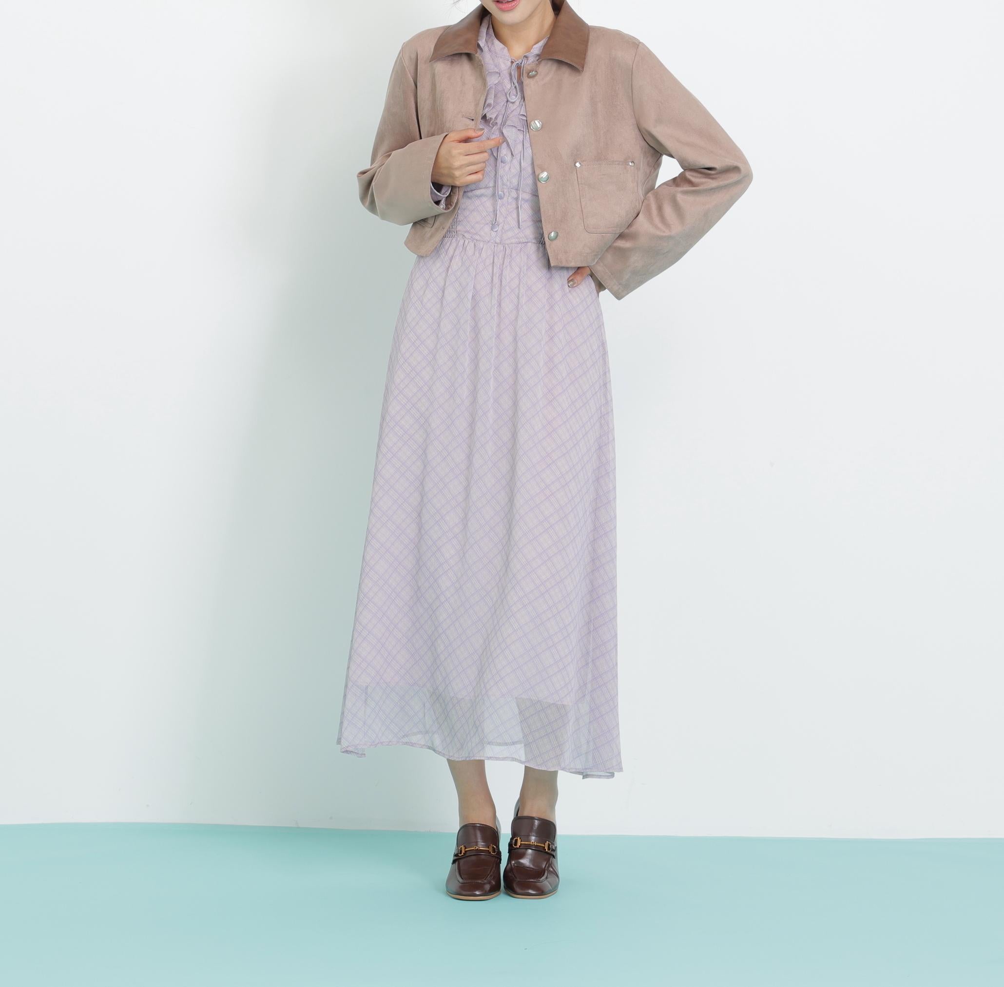 フェイクスエード短丈ブルゾン モカベージュ