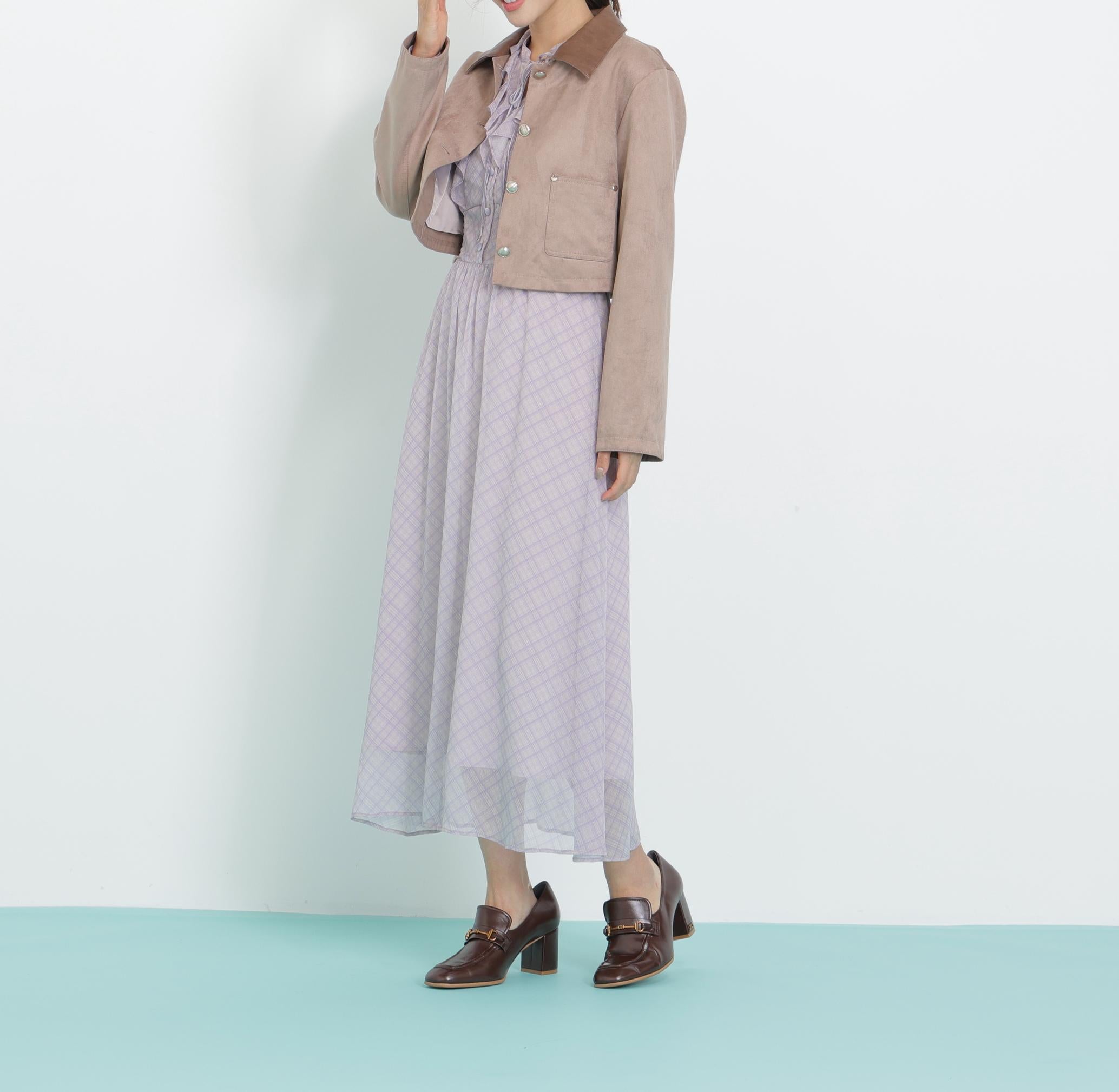 フェイクスエード短丈ブルゾン モカベージュ