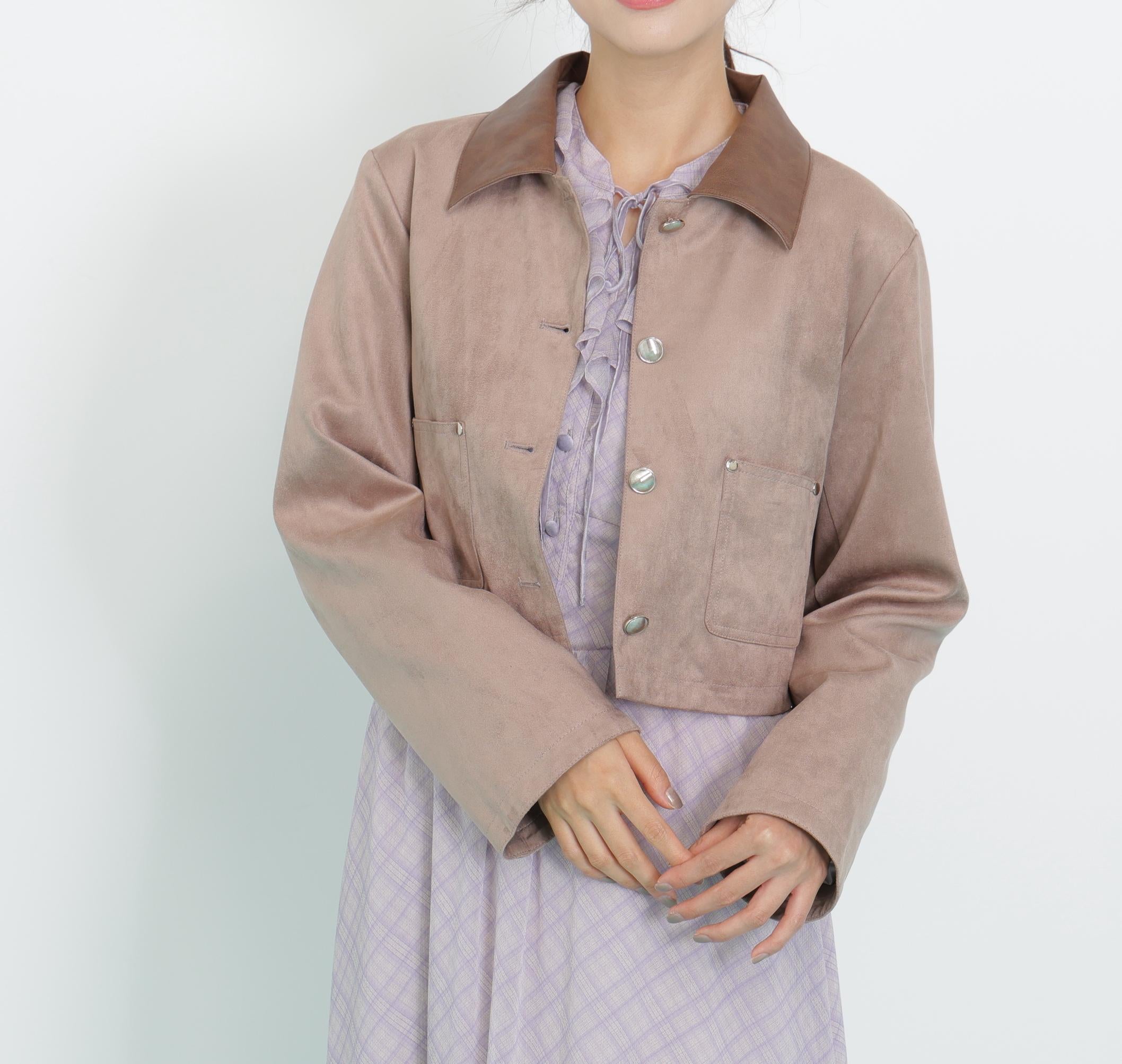 フェイクスエード短丈ブルゾン モカベージュ