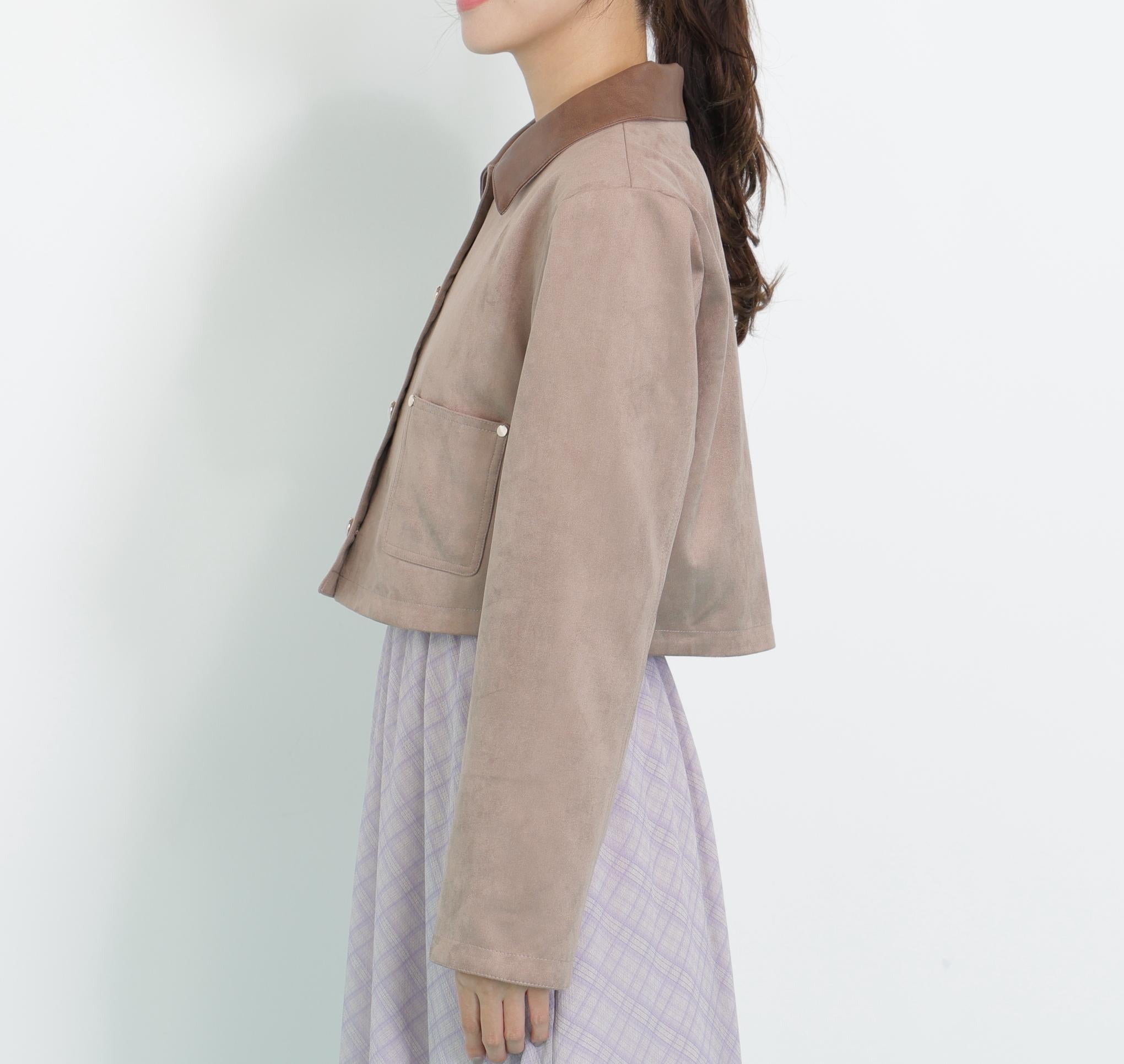 フェイクスエード短丈ブルゾン モカベージュ