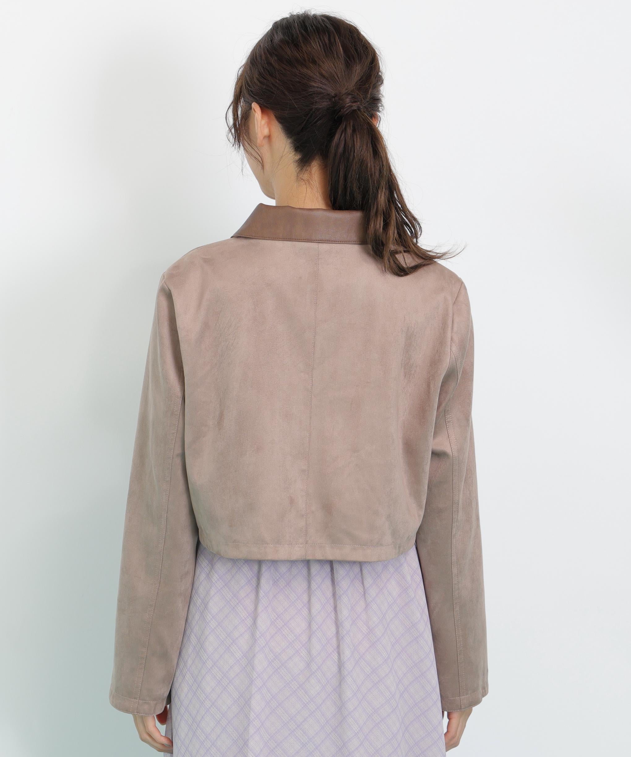 フェイクスエード短丈ブルゾン モカベージュ
