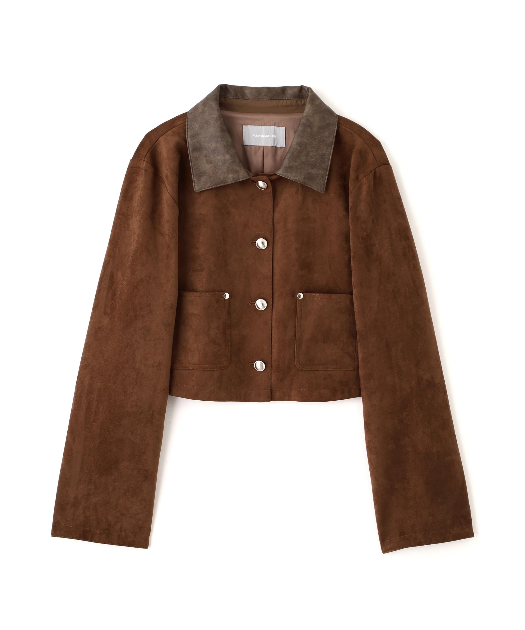 フェイクスエード短丈ブルゾン ブラウン