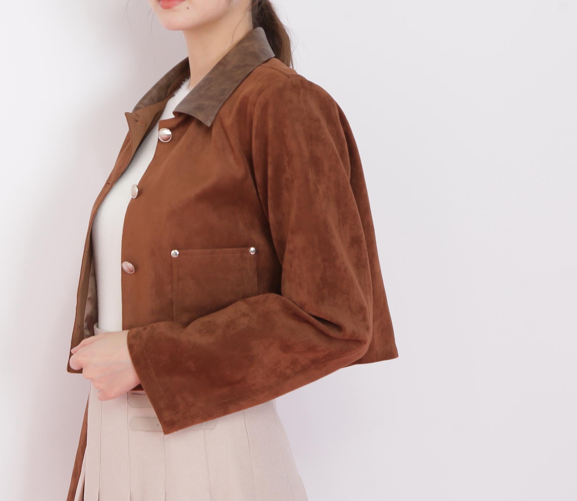 フェイクスエード短丈ブルゾン ブラウン