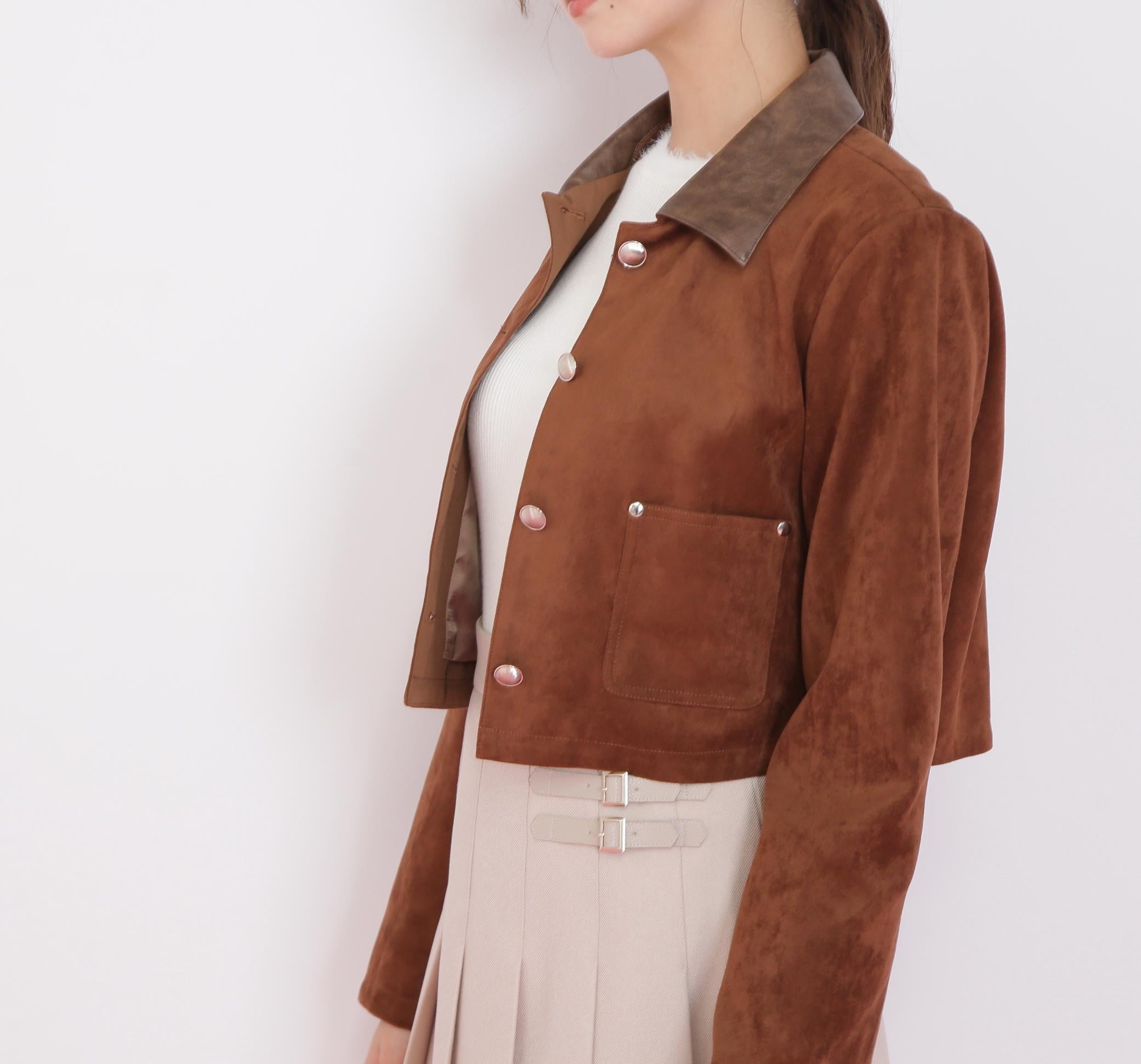 フェイクスエード短丈ブルゾン ブラウン