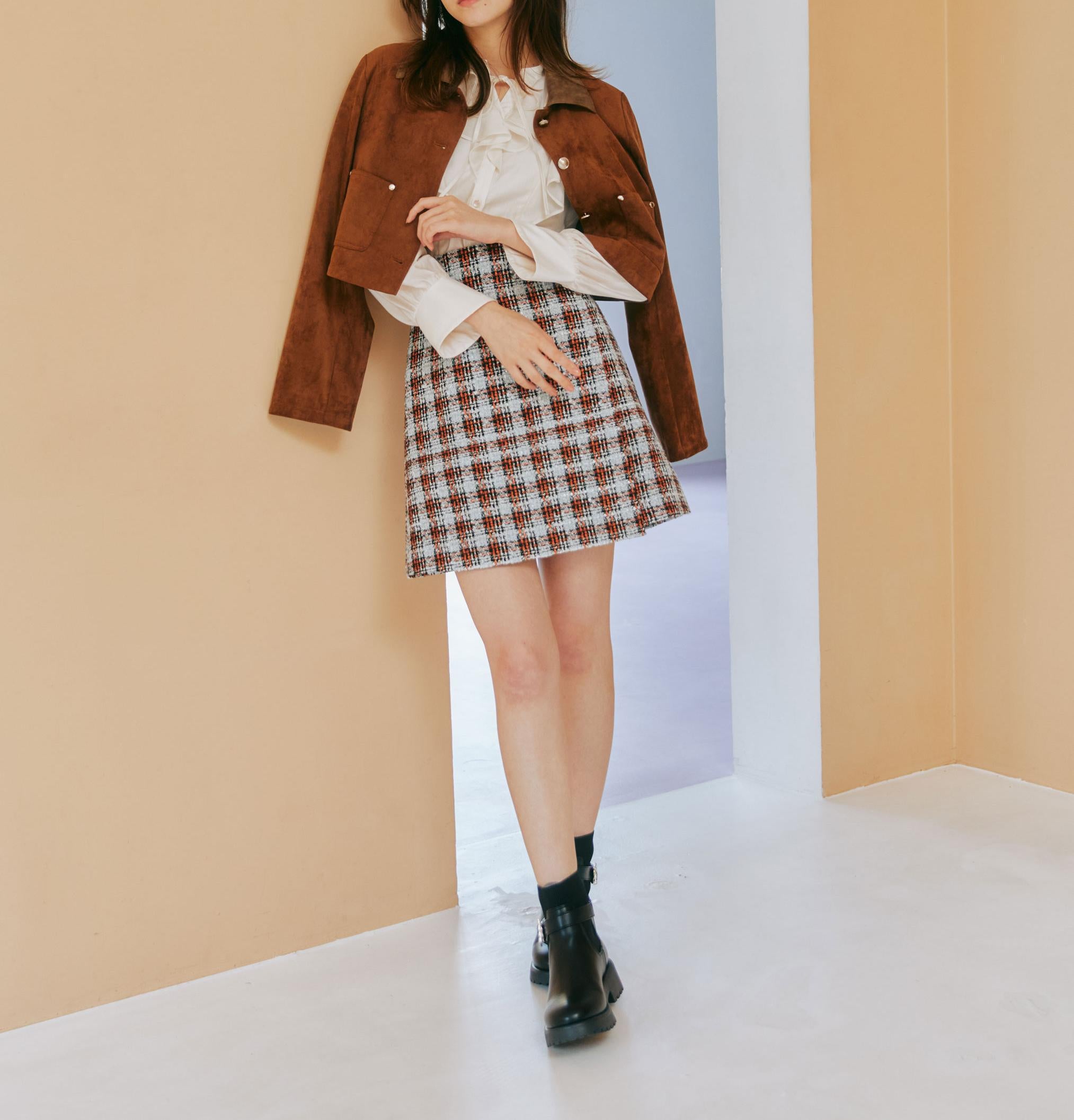 フェイクスエード短丈ブルゾン ブラウン