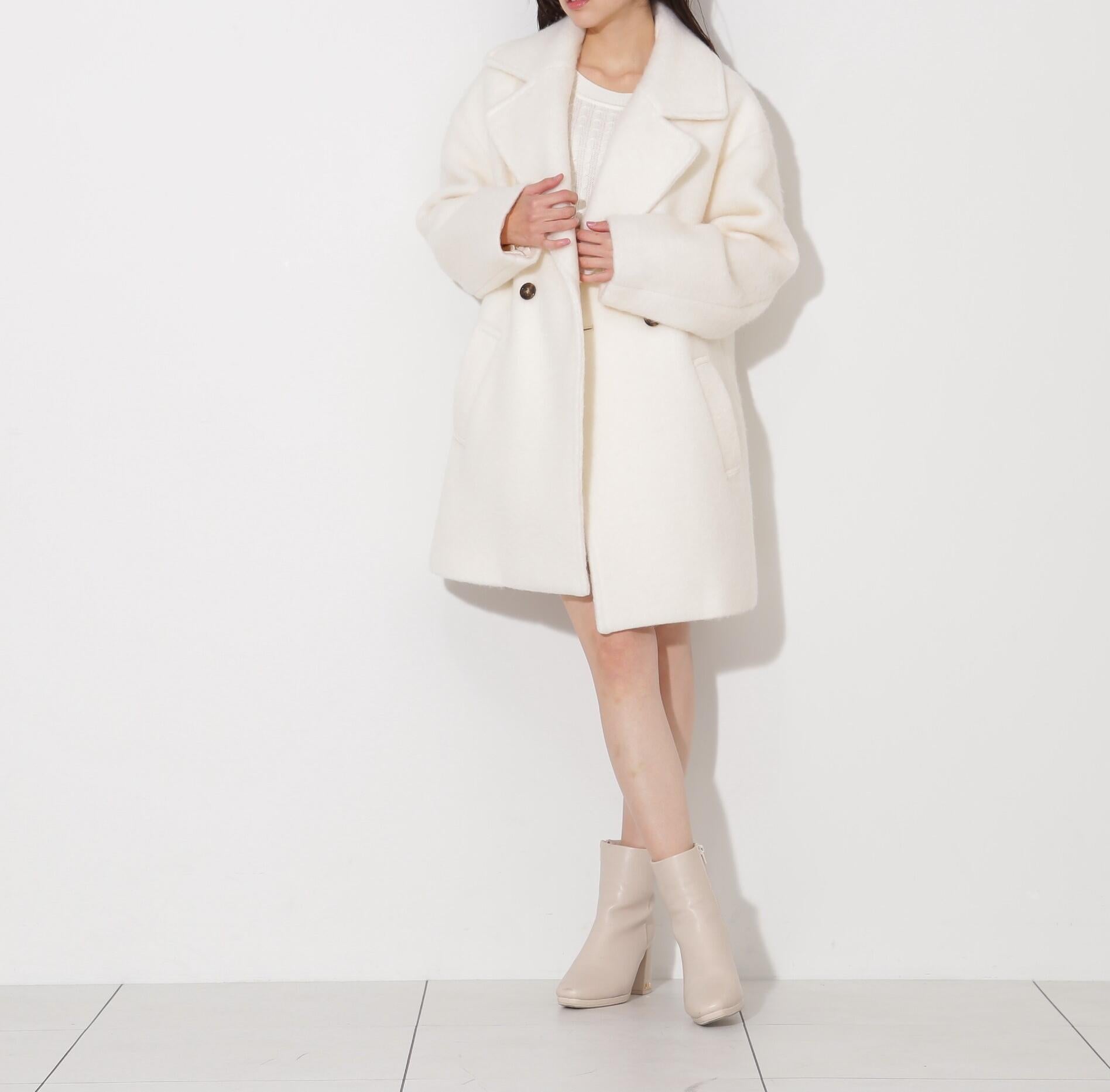 シャギー・ツィード素材バリエーションミドル丈コート