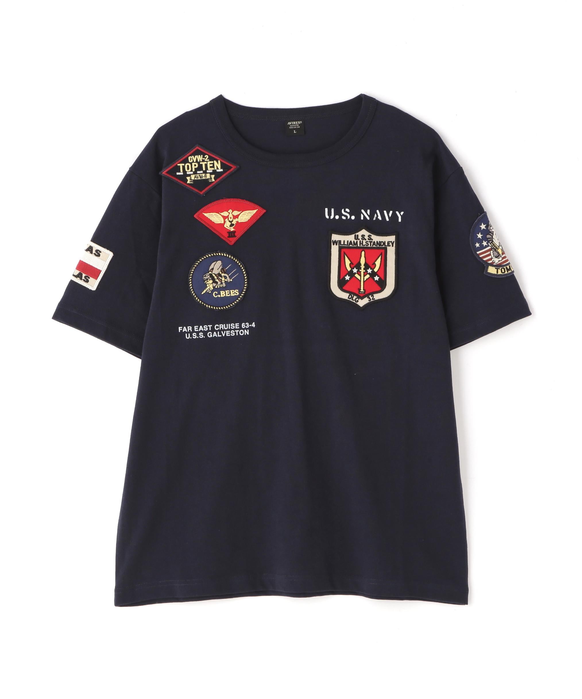 《WER＆DEPOT限定》トップガン ワッペン Tシャツ/ TOP GUN WAPPEN S/S C>EW NECK T-SHI>T ネイビー
