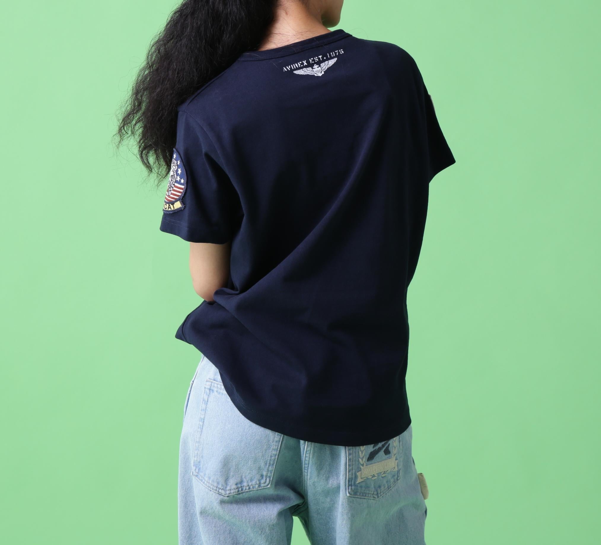 《WER＆DEPOT限定》トップガン ワッペン Tシャツ/ TOP GUN WAPPEN S/S C>EW NECK T-SHI>T ネイビー