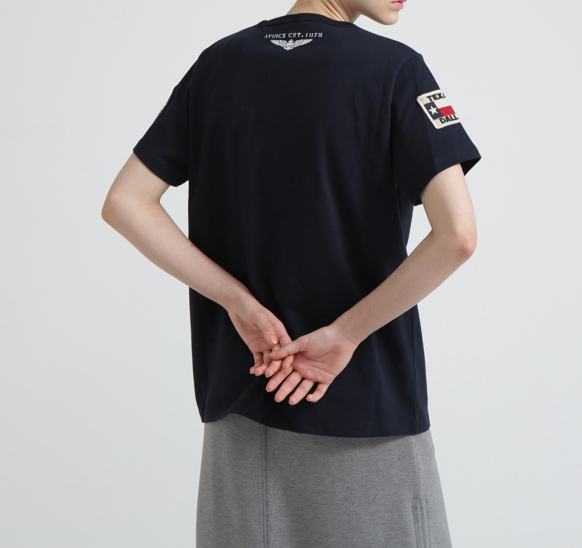 《WER＆DEPOT限定》トップガン ワッペン Tシャツ/ TOP GUN WAPPEN S/S C>EW NECK T-SHI>T ネイビー