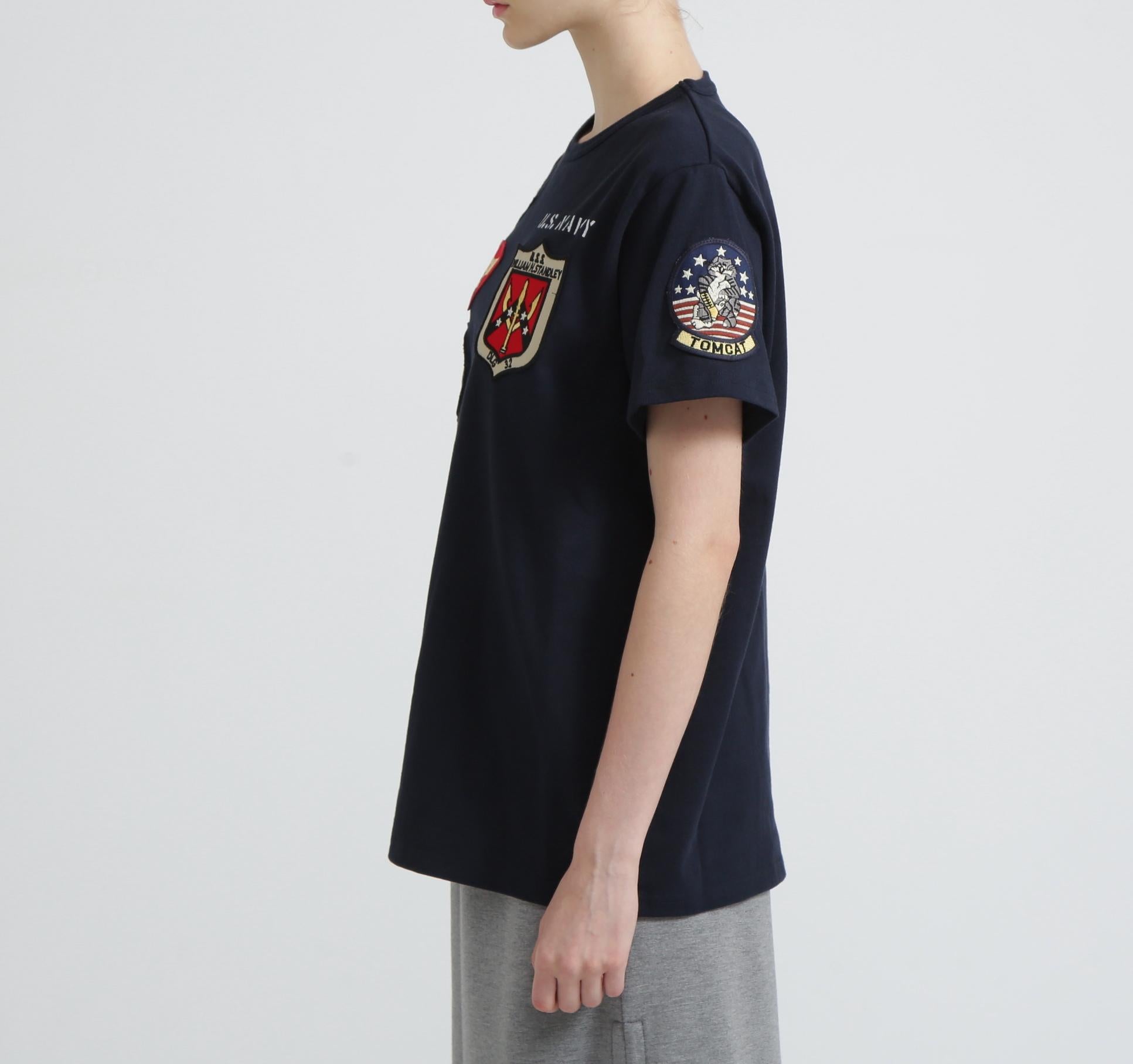 《WER＆DEPOT限定》トップガン ワッペン Tシャツ/ TOP GUN WAPPEN S/S C>EW NECK T-SHI>T ネイビー