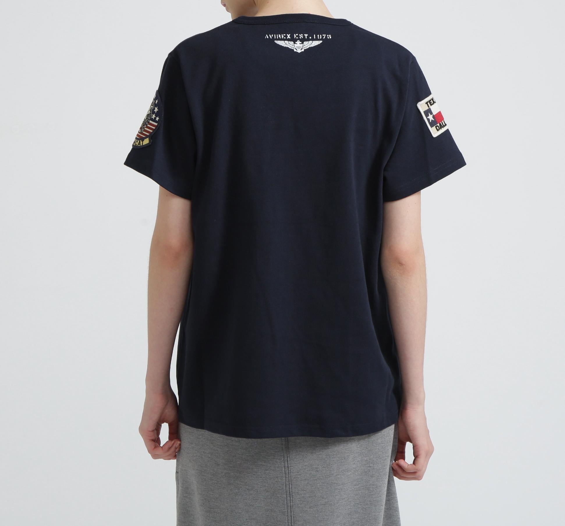 《WER＆DEPOT限定》トップガン ワッペン Tシャツ/ TOP GUN WAPPEN S/S C>EW NECK T-SHI>T ネイビー
