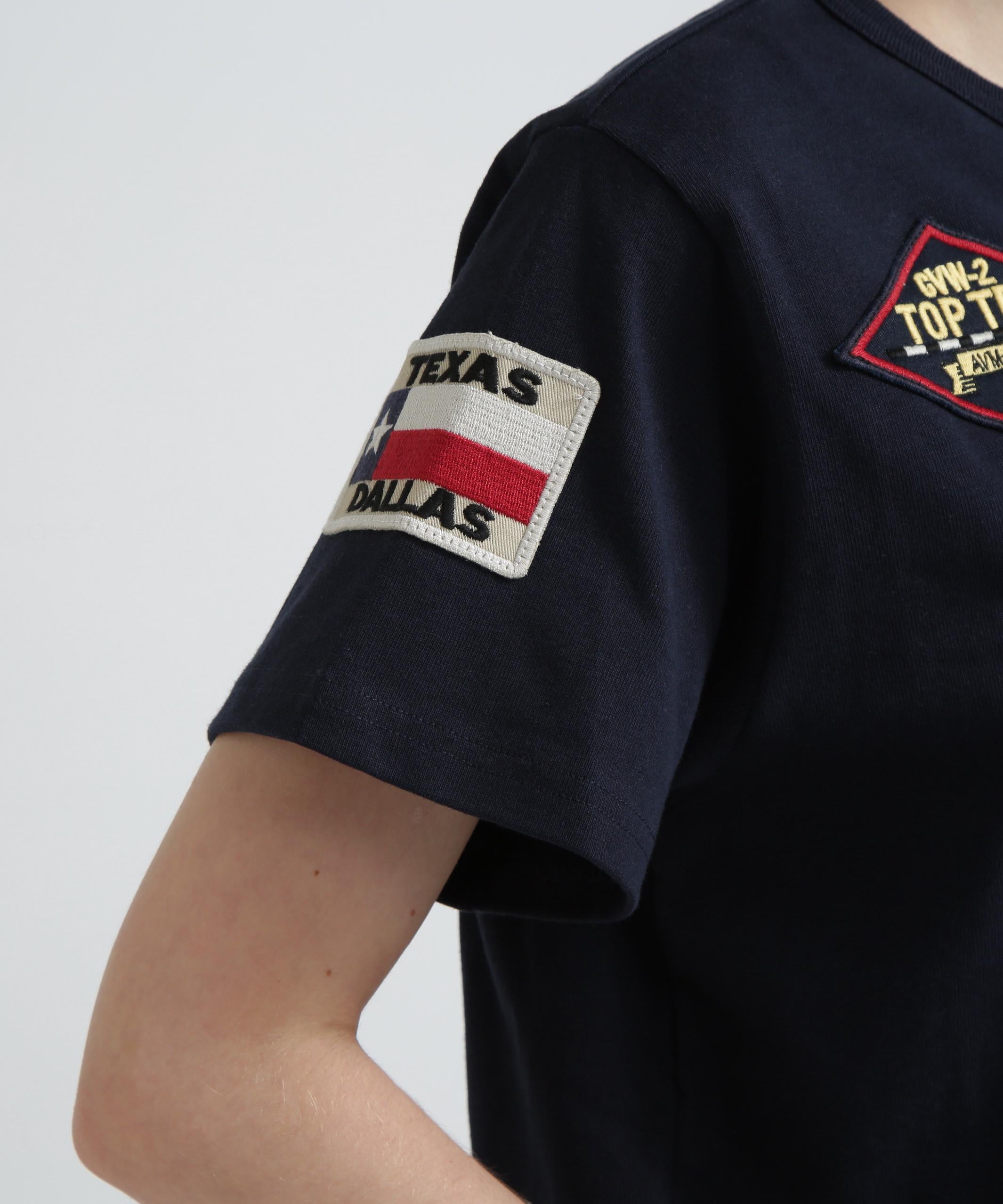 《WER＆DEPOT限定》トップガン ワッペン Tシャツ/ TOP GUN WAPPEN S/S C>EW NECK T-SHI>T ネイビー