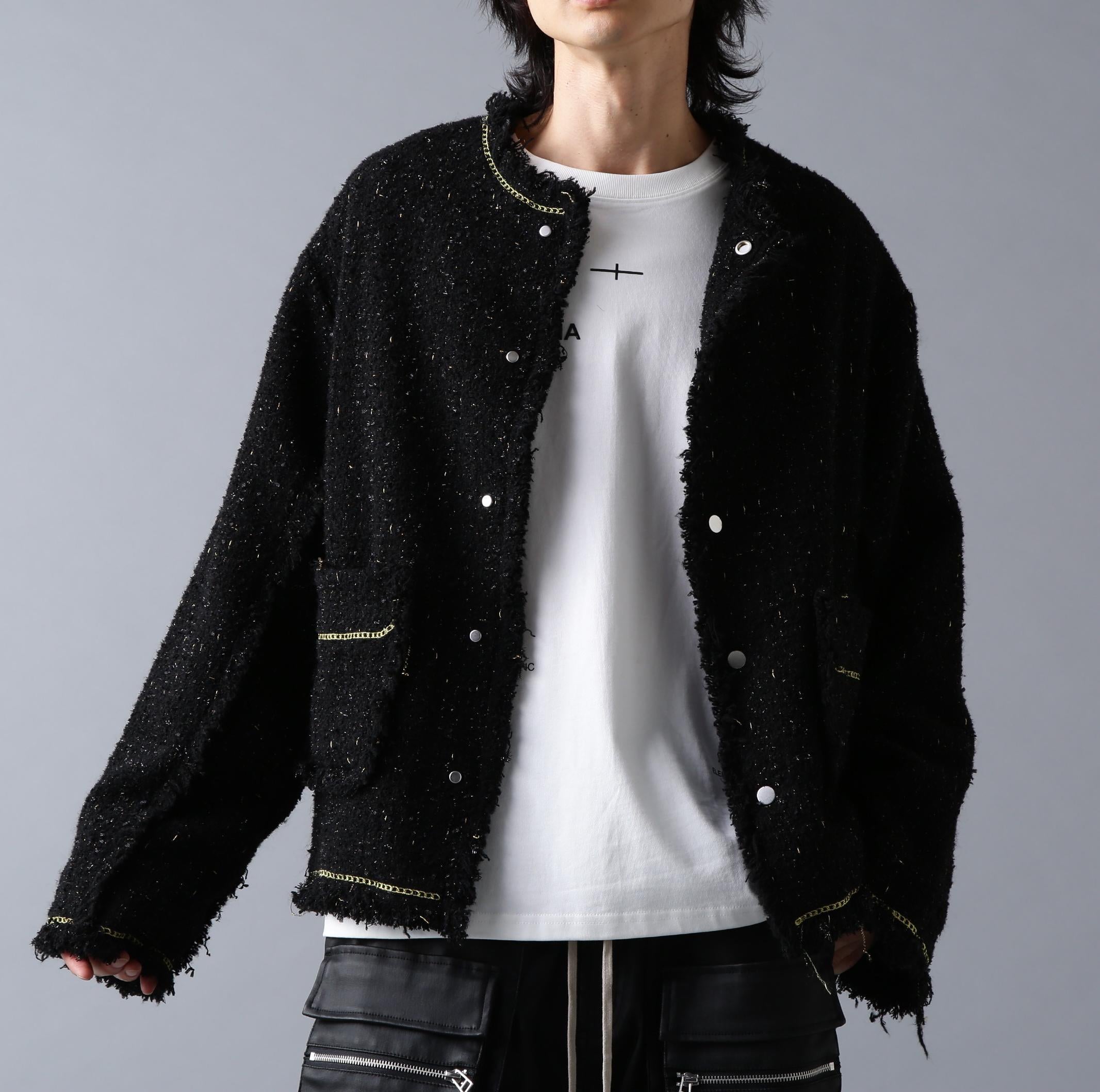 DankeSchon/ダンケシェーン/CHAIN EMR>OIDE>Y TWEED JACKET ブラック