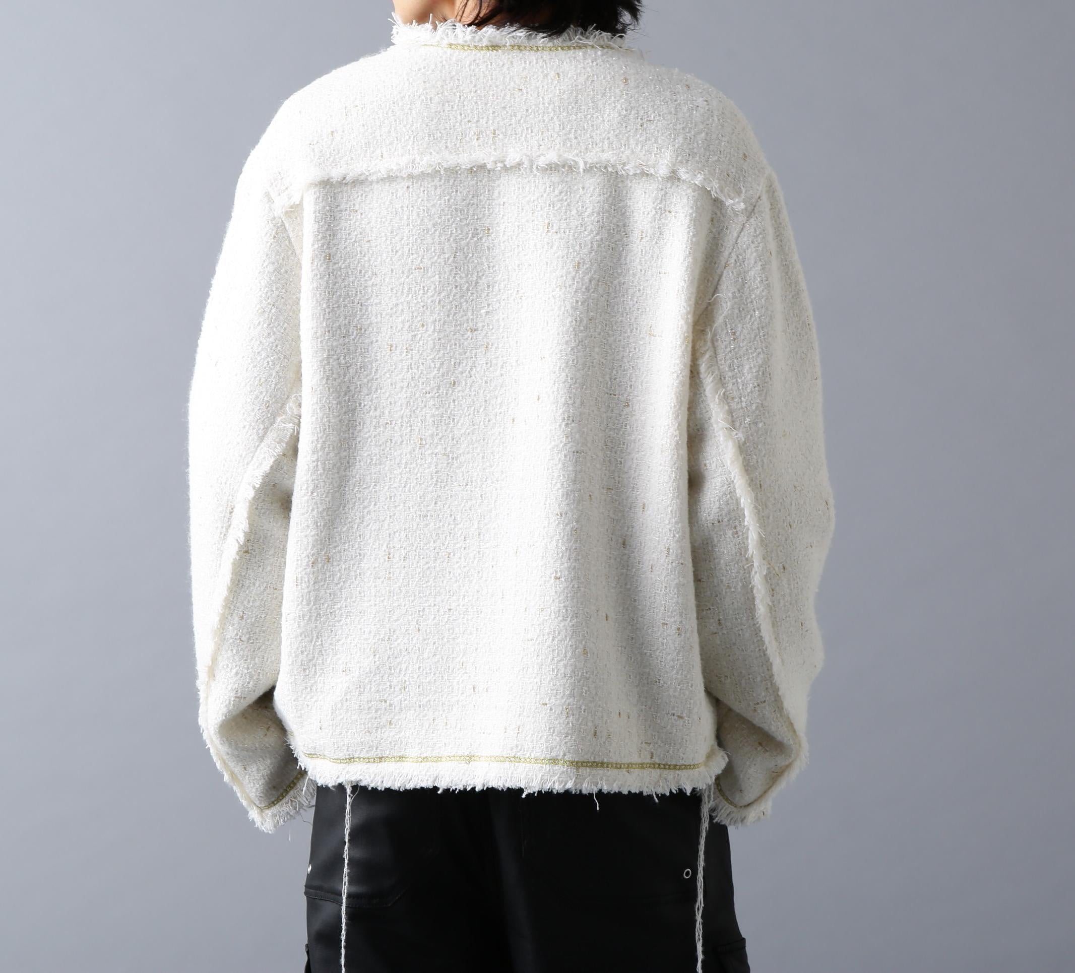 DankeSchon/ダンケシェーン/CHAIN EMR>OIDE>Y TWEED JACKET ホワイト
