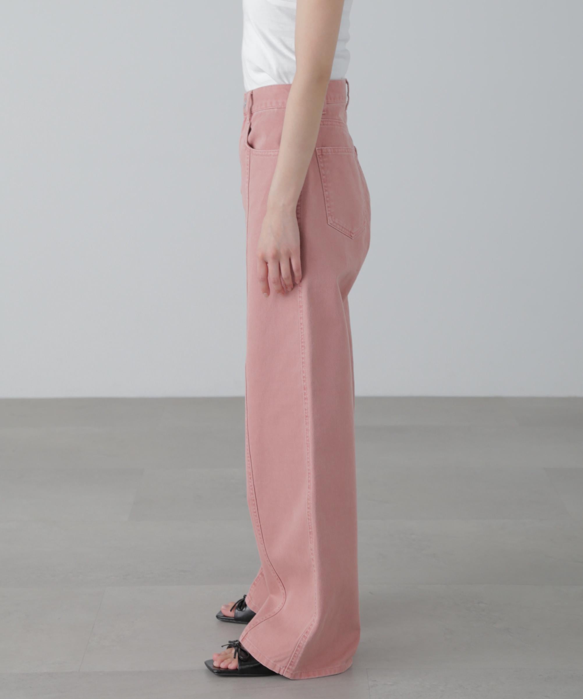 ワイドストレートカラーパンツ ピンク