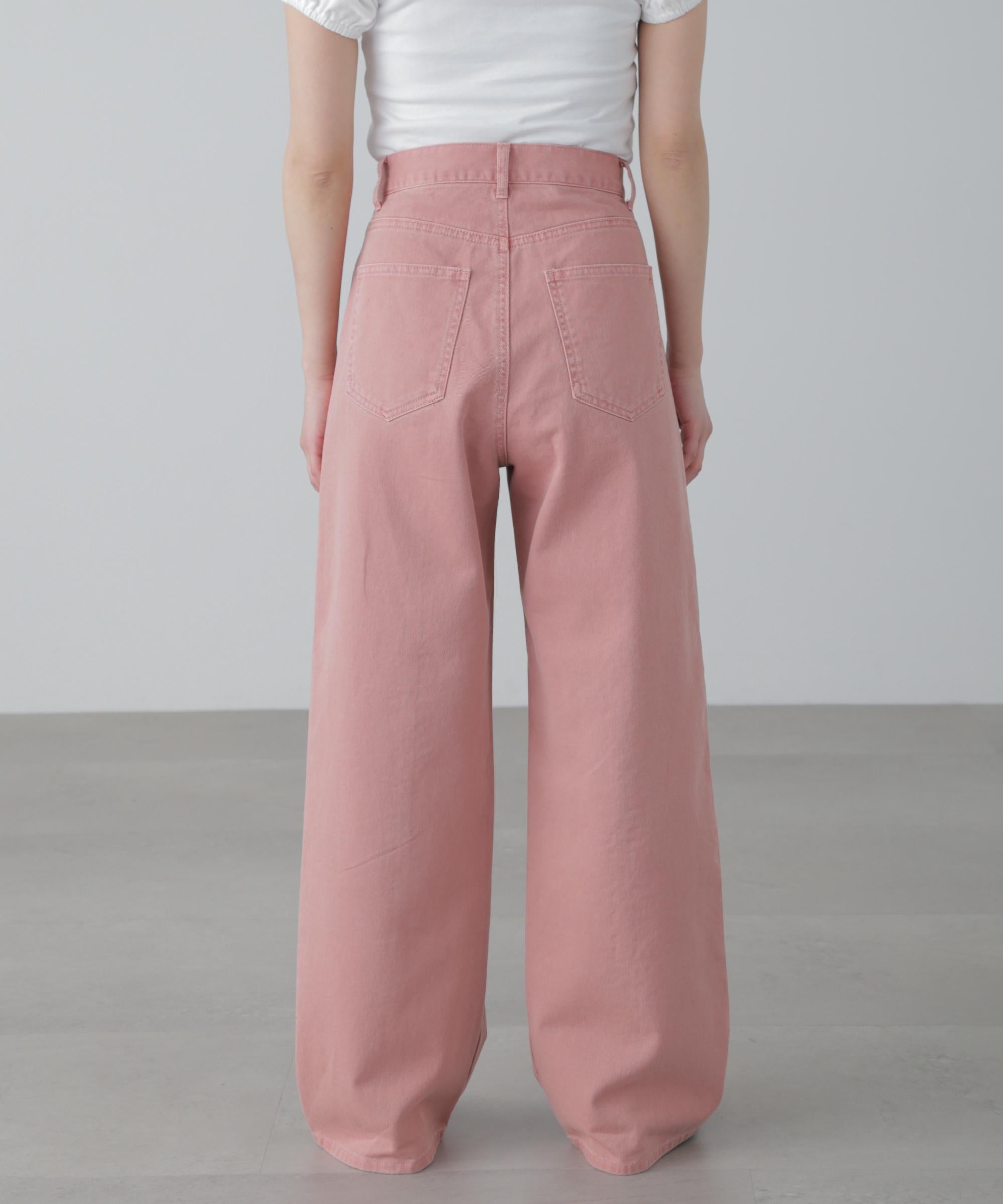 ワイドストレートカラーパンツ ピンク