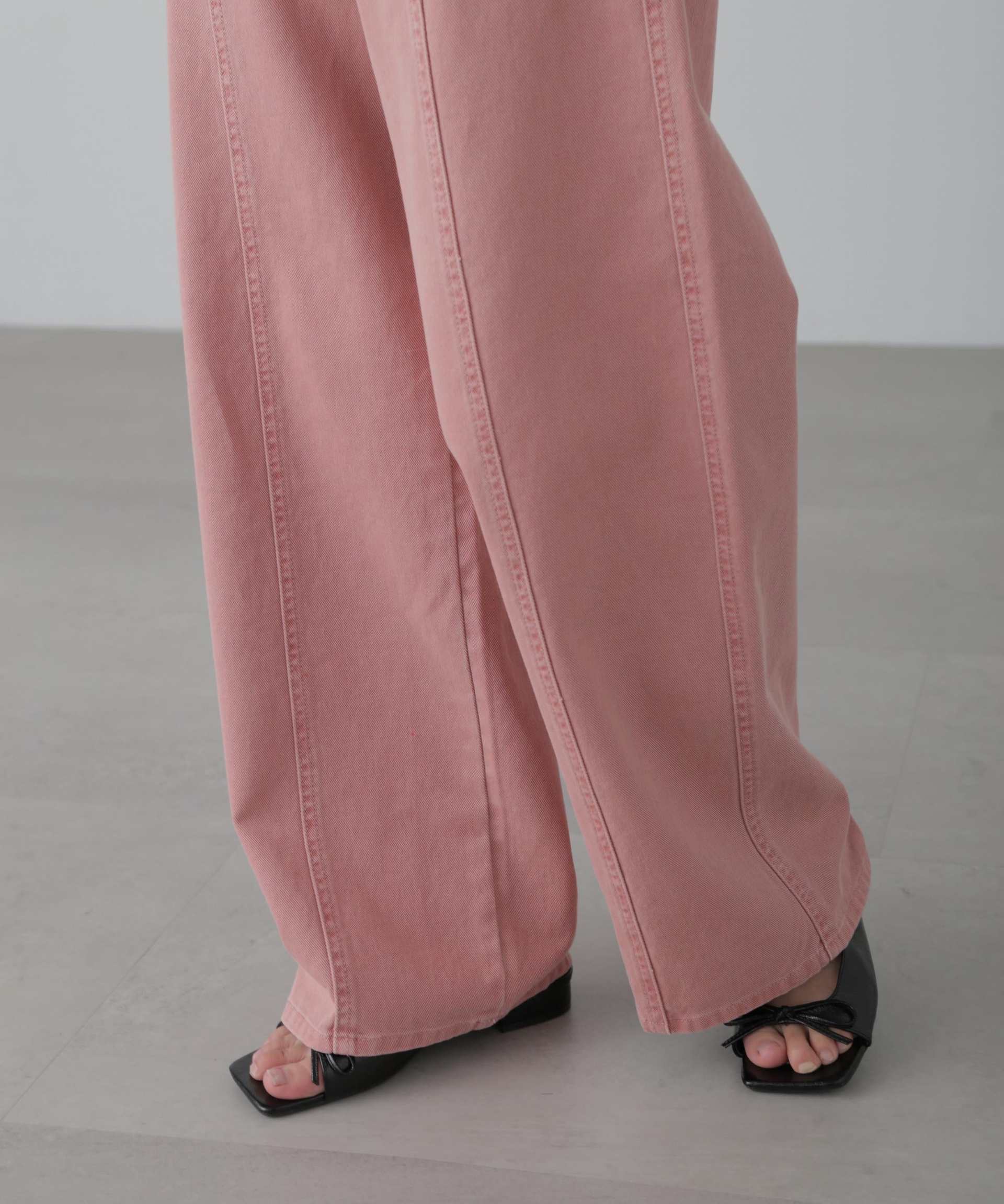 ワイドストレートカラーパンツ ピンク