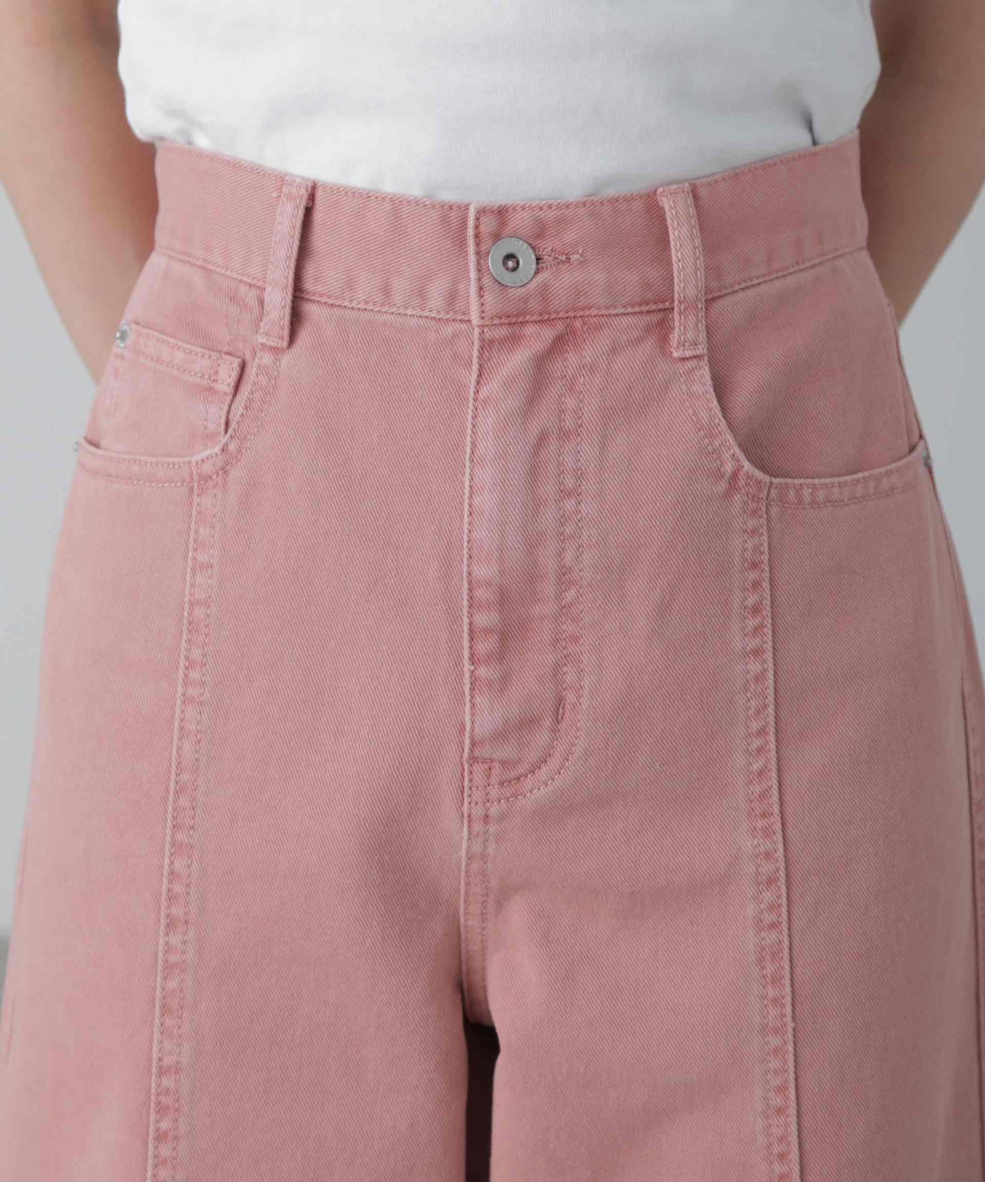 ワイドストレートカラーパンツ ピンク