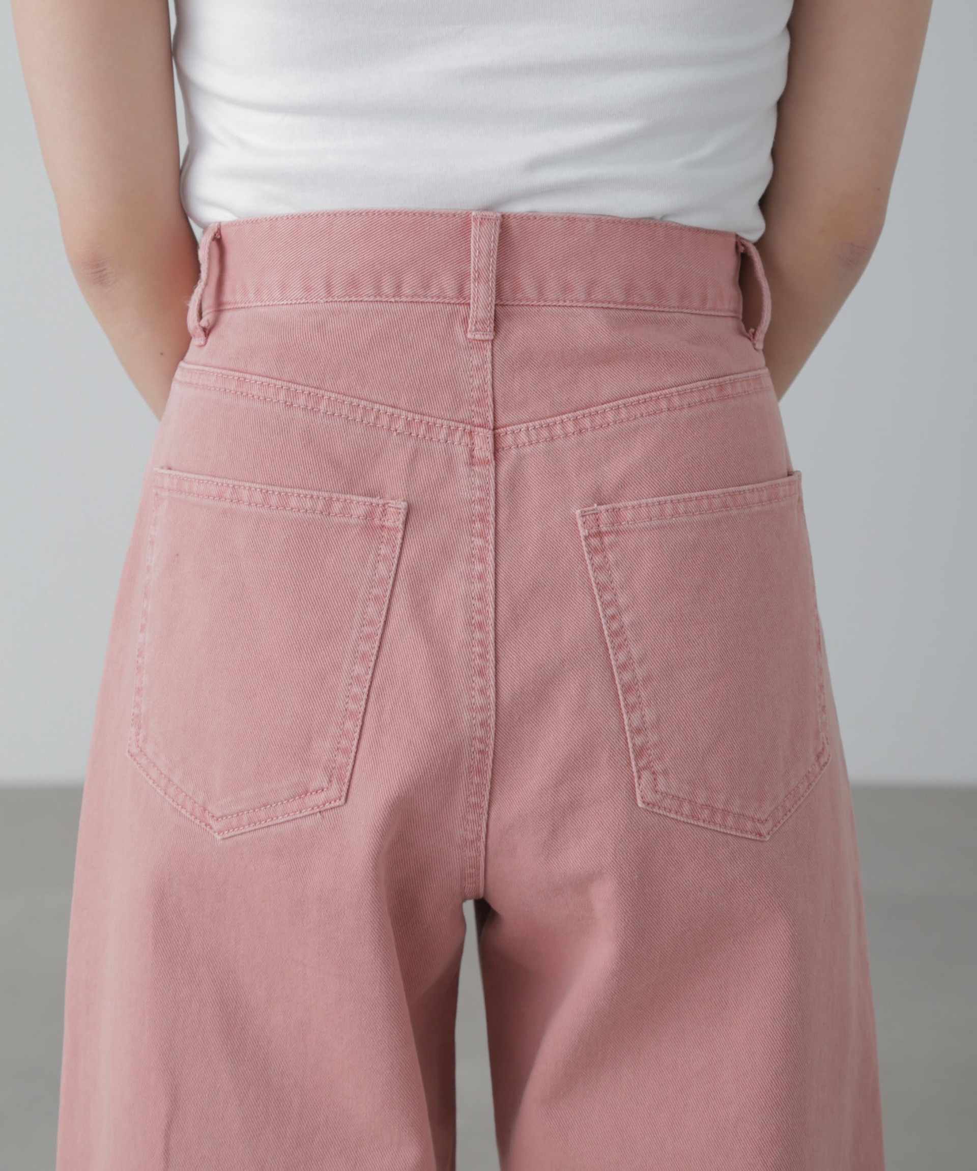 ワイドストレートカラーパンツ ピンク