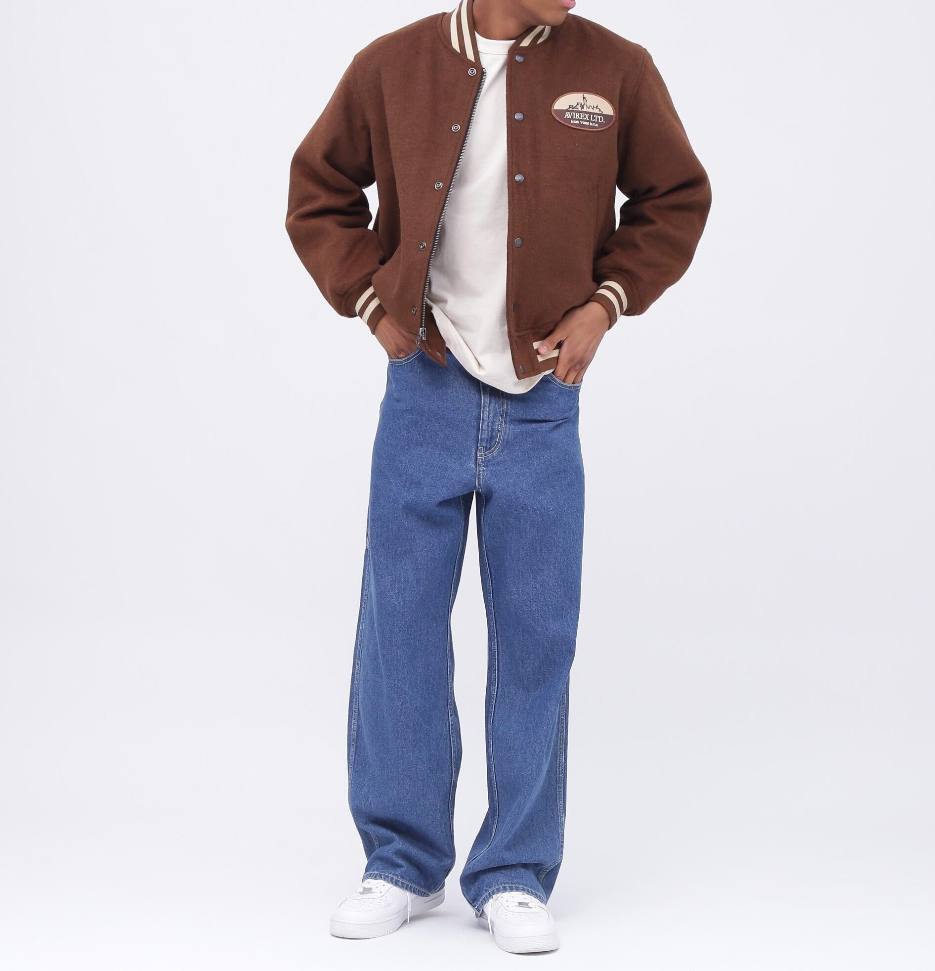 WOOL MOSSA VA>SITY JACKET / ウールモッサ バーシティ ジャケット ブラウン