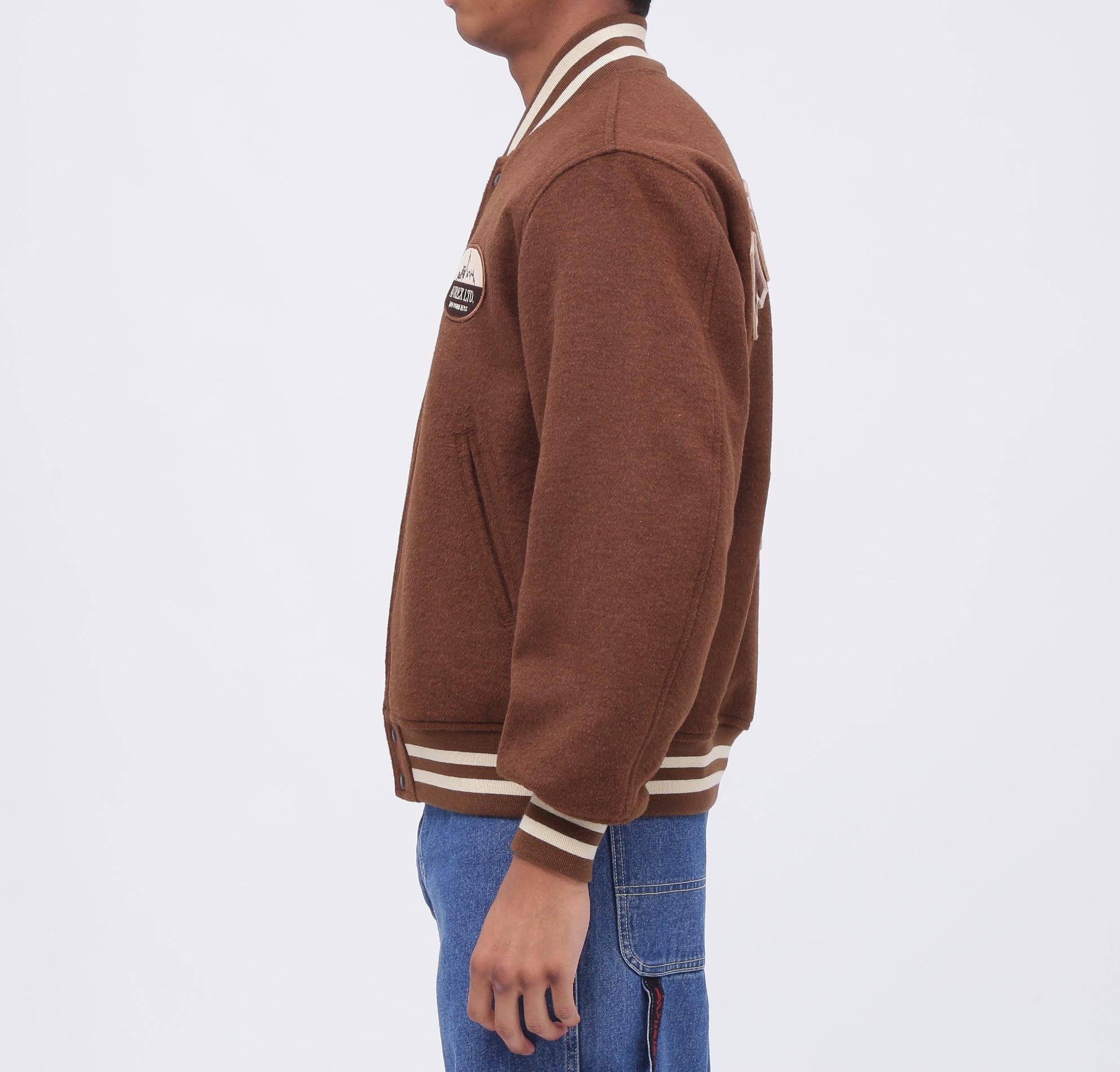 WOOL MOSSA VA>SITY JACKET / ウールモッサ バーシティ ジャケット ブラウン