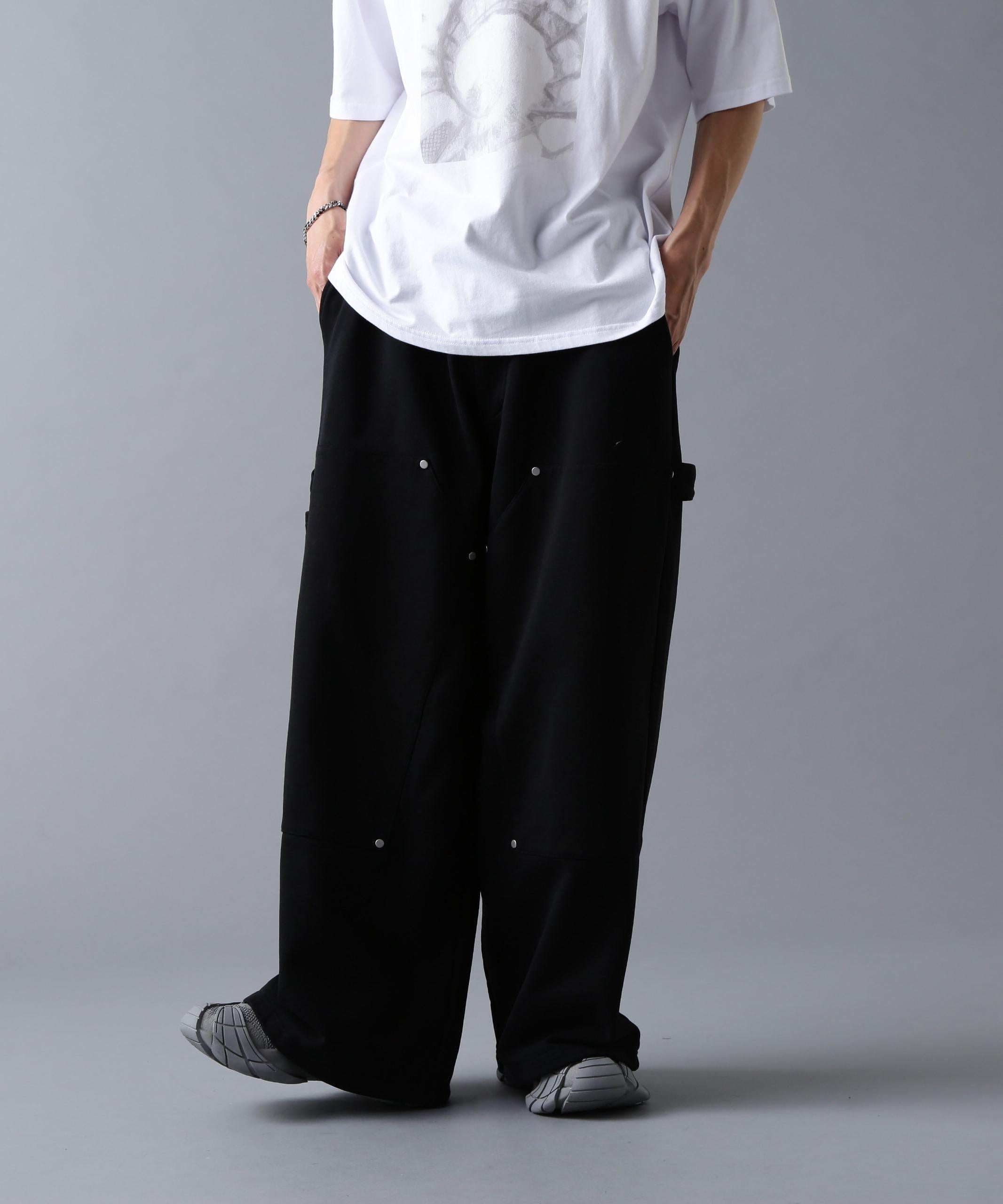 DankeSchon/ダンケシェーン/480HW SWEAT W-KNEE PAINTE> PANTS ブラック