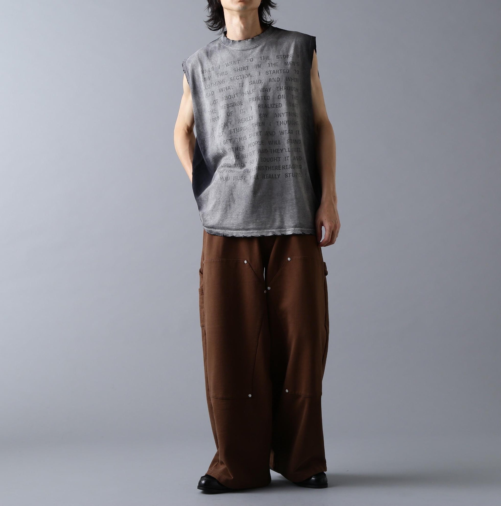 DankeSchon/ダンケシェーン/480HW SWEAT W-KNEE PAINTE> PANTS ブラウン