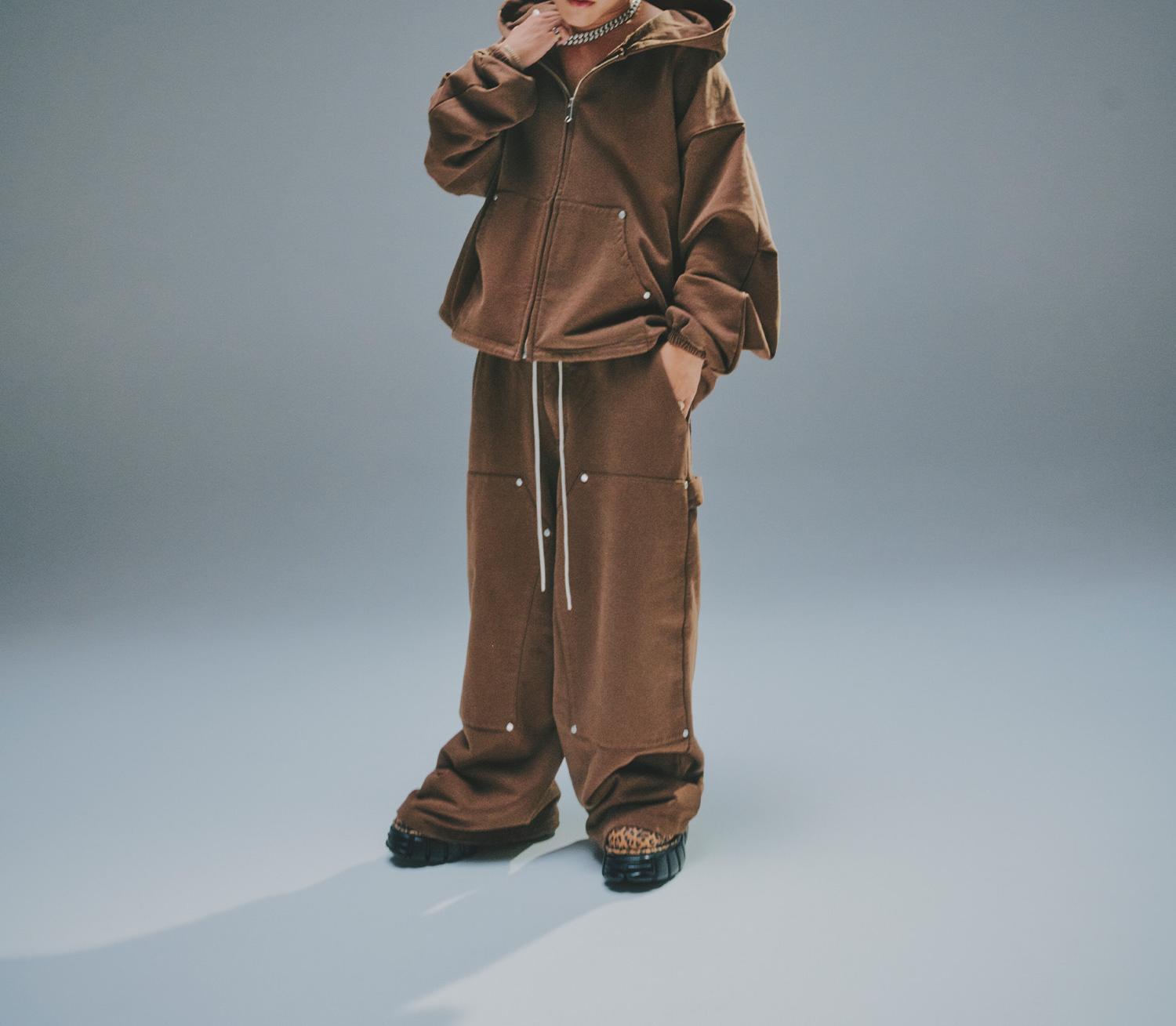 DankeSchon/ダンケシェーン/480HW SWEAT W-KNEE PAINTER PANTS ブラウン