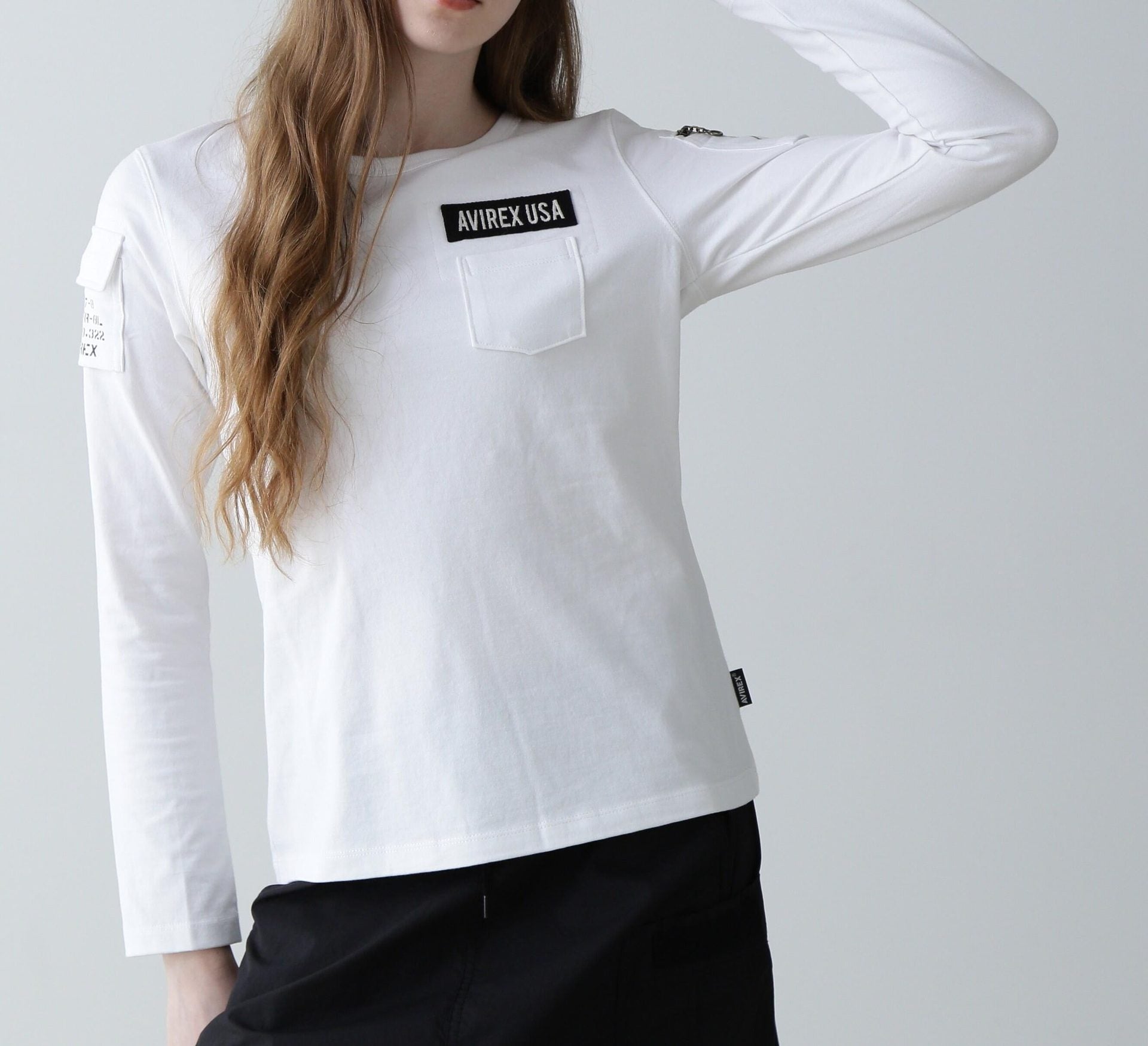 FATIGUE L/S T-SHI>T/ ファティーグロングスリーブTシャツ ホワイト