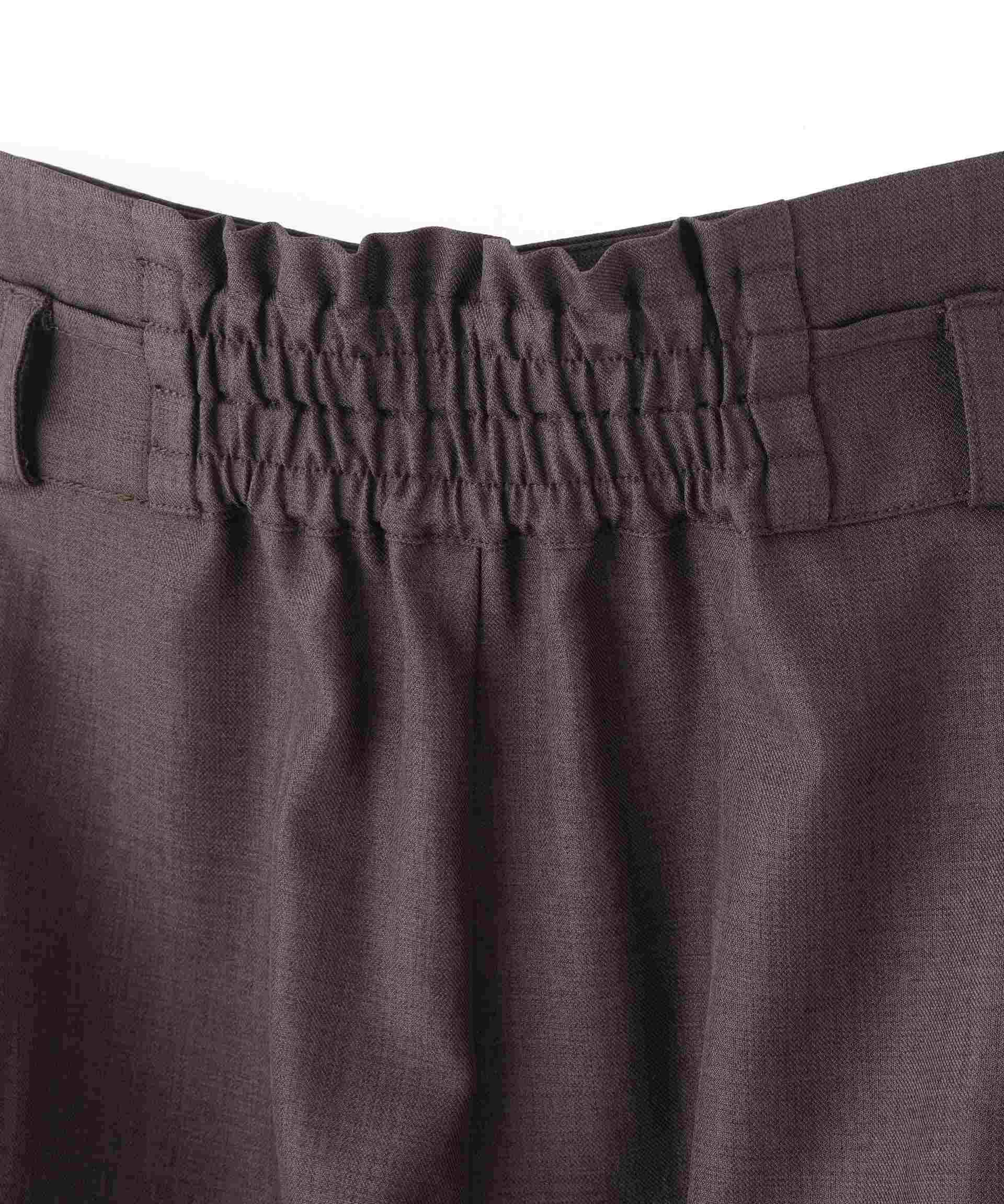 細ベルト付きワイドパンツ チャコール