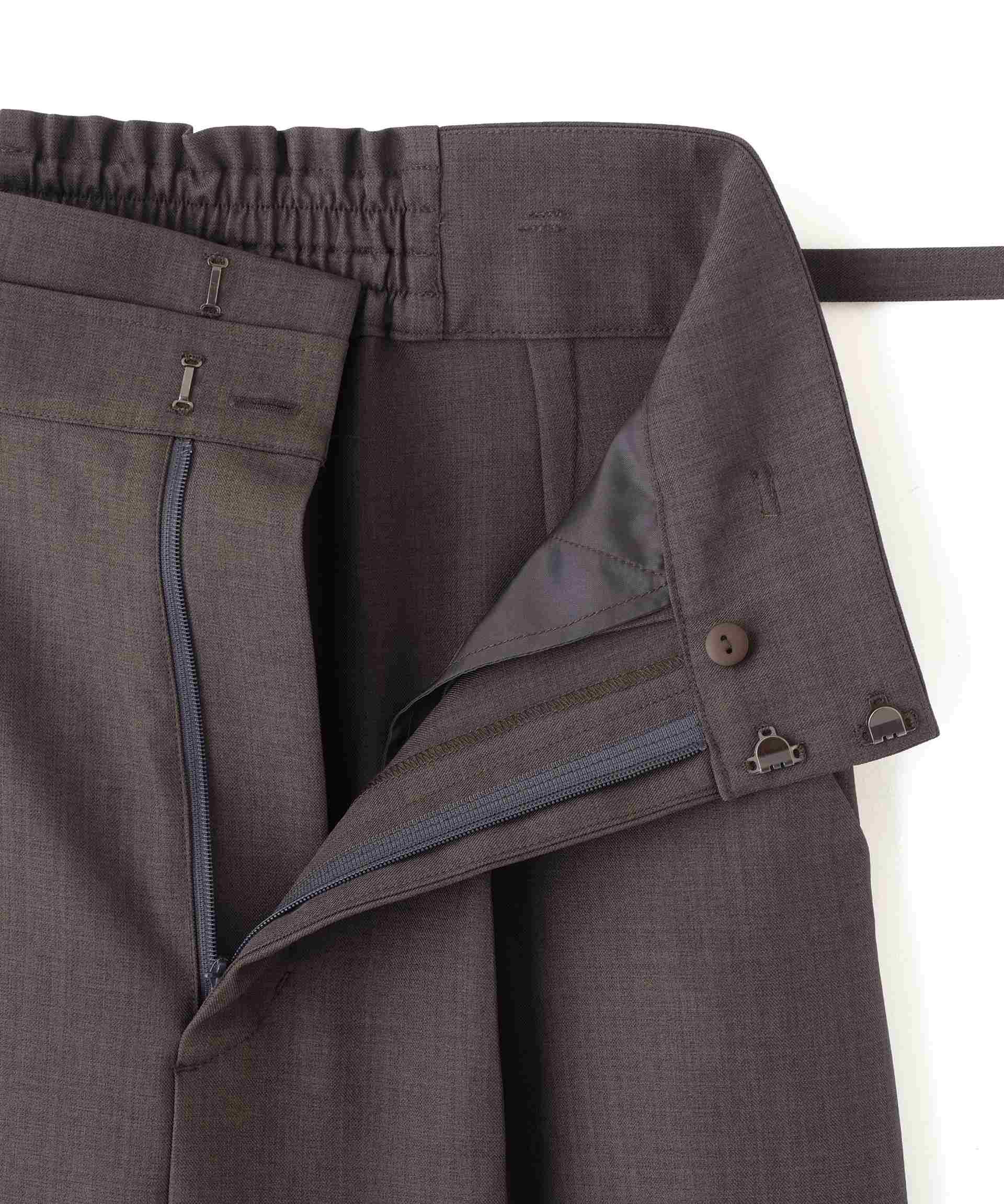 細ベルト付きワイドパンツ チャコール