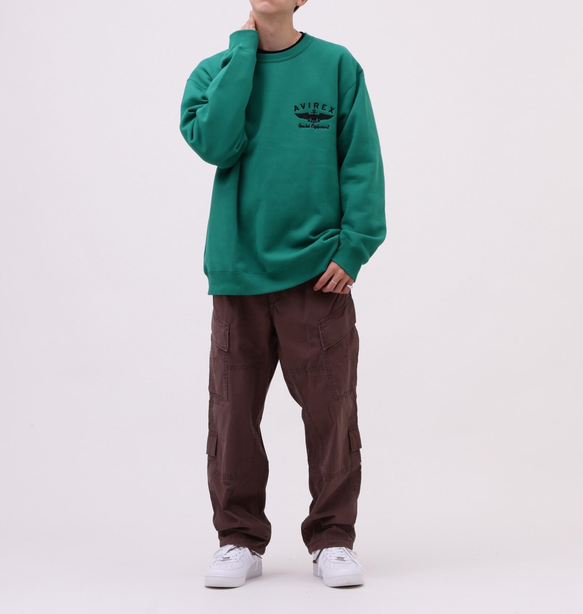 VARSITY LOGO CREW NECK SWEAT /バーシティ ロゴ クルーネック スウェ グリーン