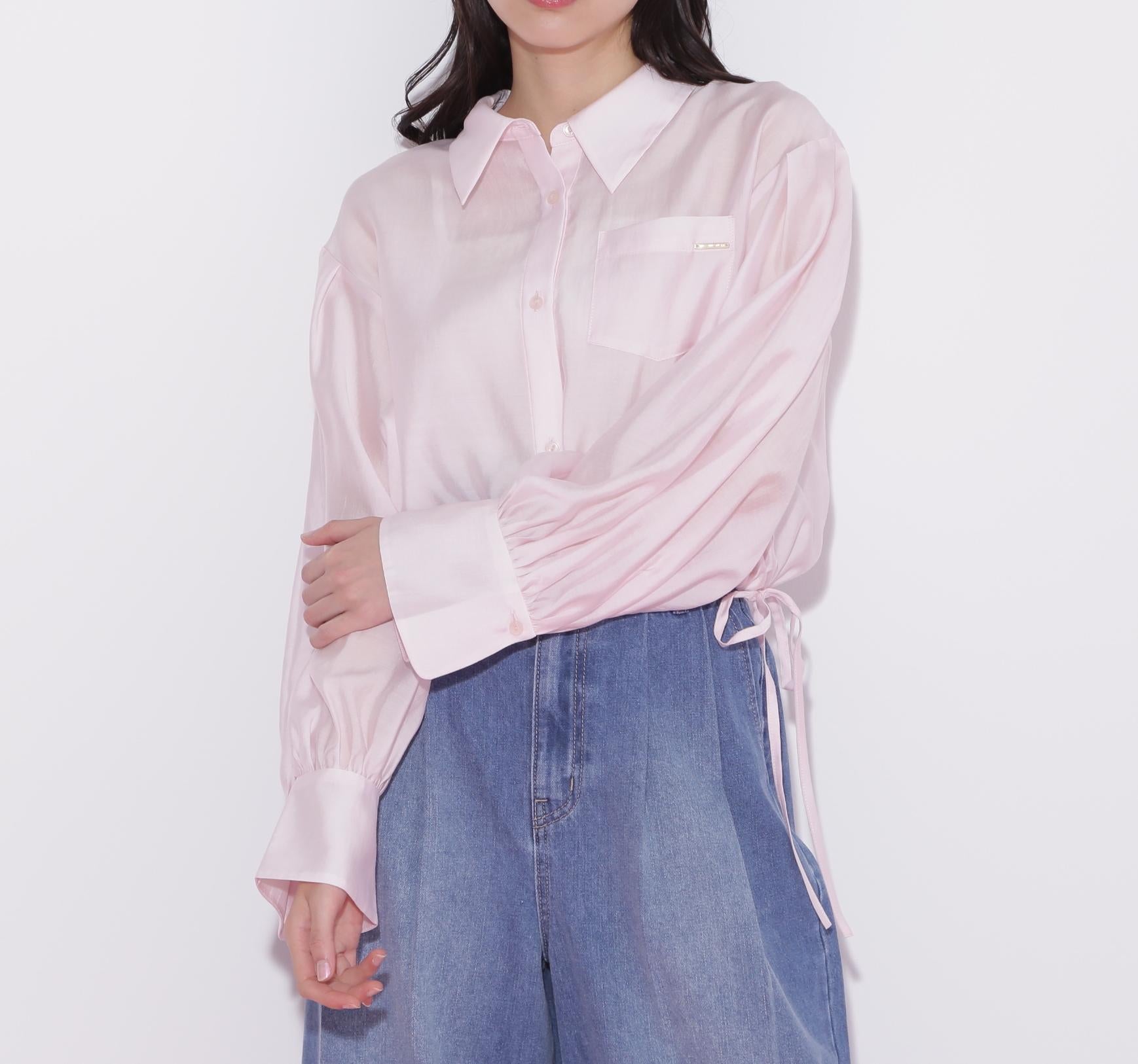 短丈シアーシャツ ピンク