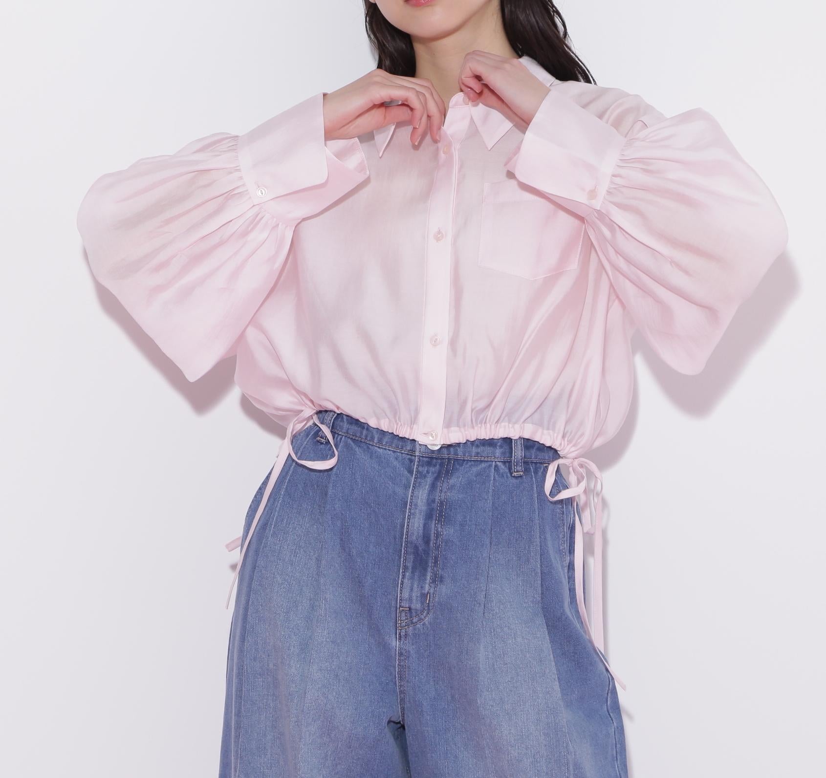 短丈シアーシャツ ピンク