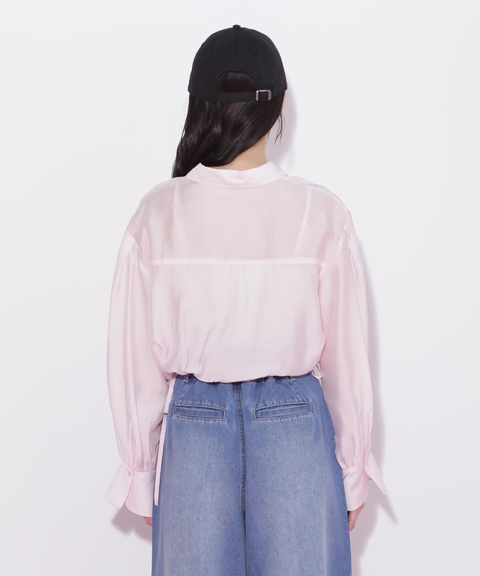 短丈シアーシャツ ピンク