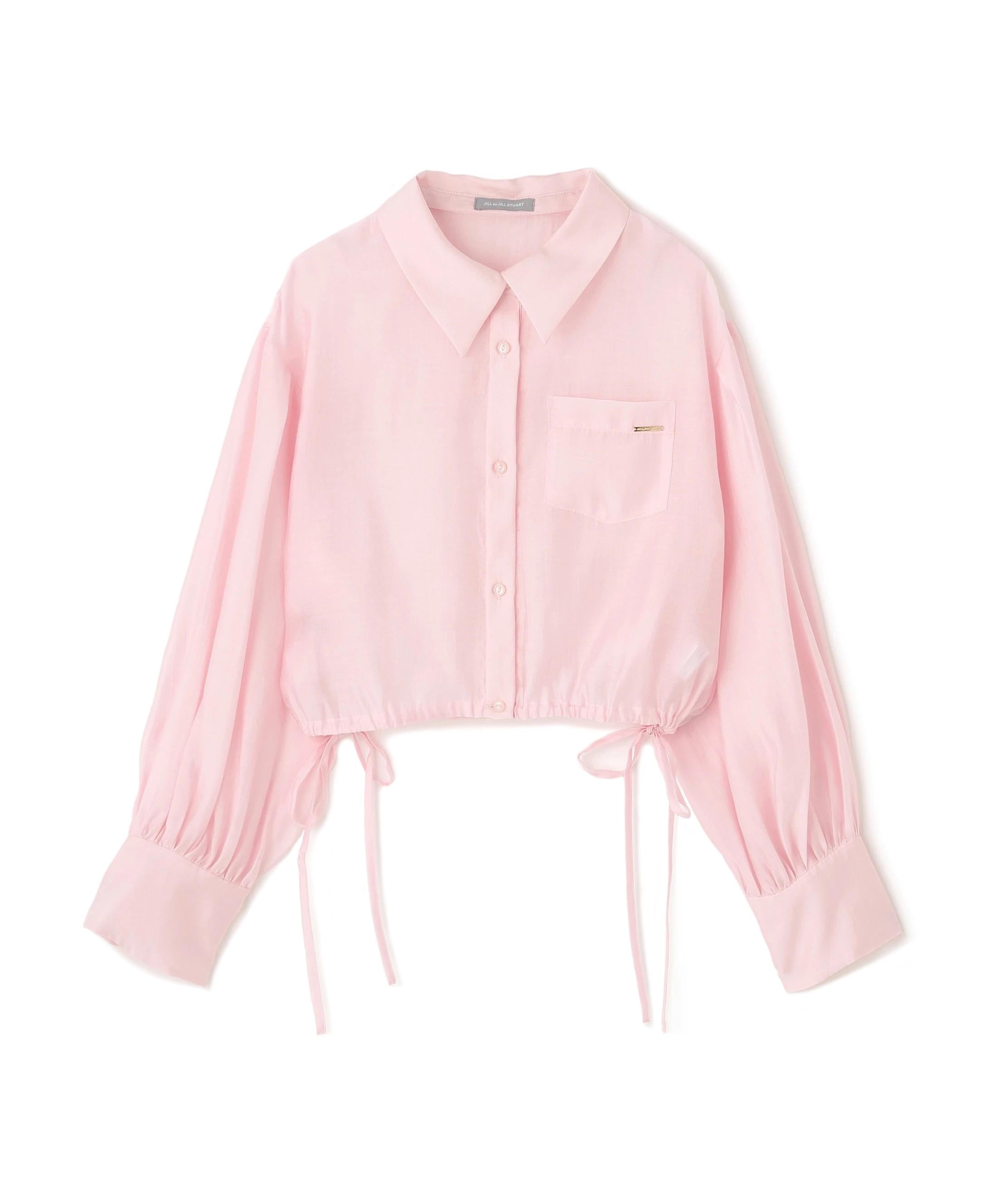 短丈シアーシャツ ピンク